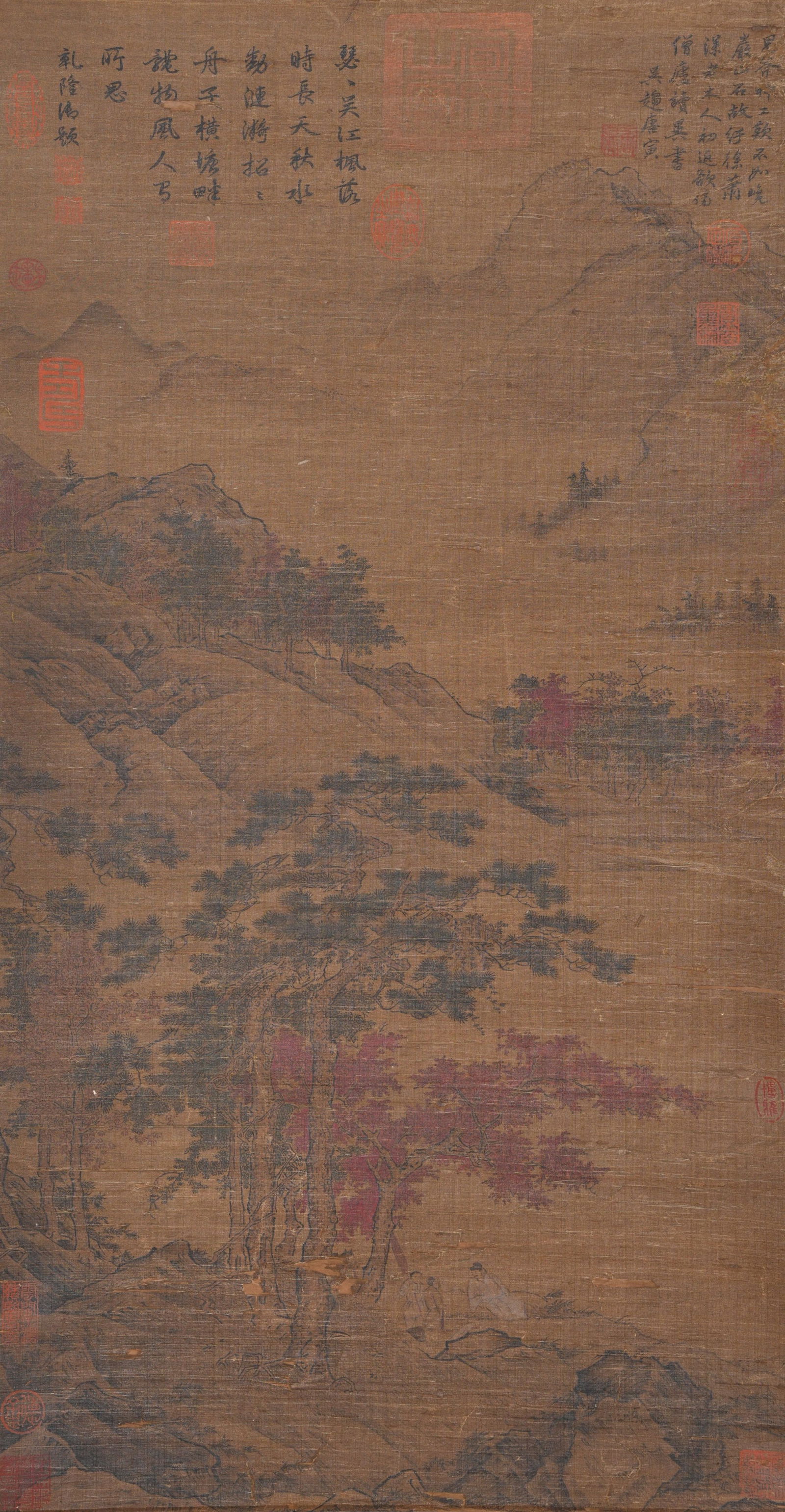 A LANDSCAPE PAINTING ON SILK BY TANG BOHU.唐伯虎 (1 of 10)