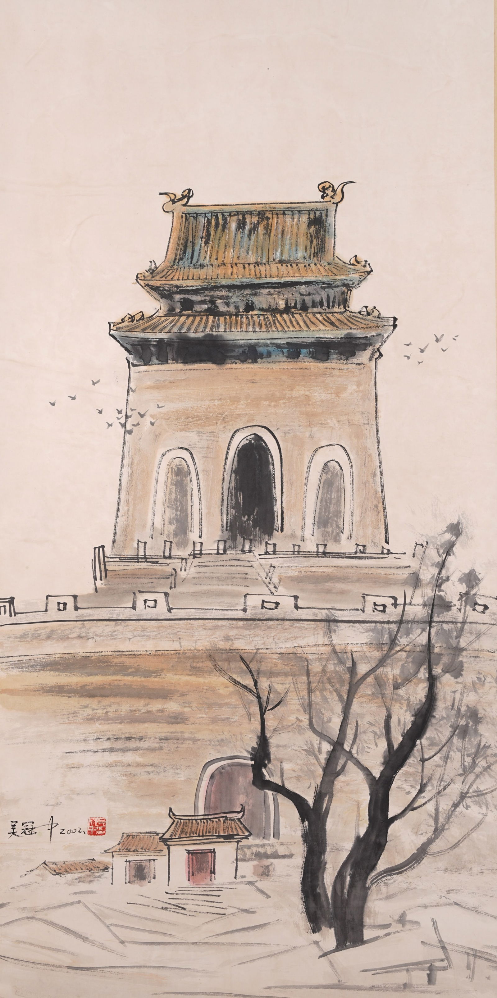 A ARCHITECTURAL PAINTING ON PAPER BY WU GUANZHONG.吳冠中 (1 of 9)