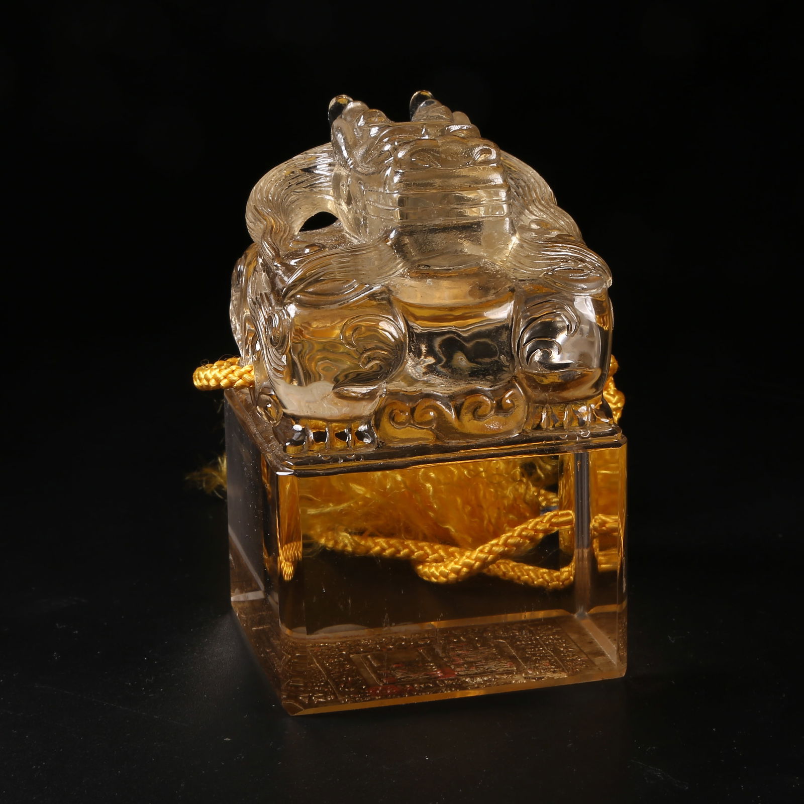 A QING DYNASTY CRYSTAL SEAL WITH DRAGON HANDLE (1 of 8)