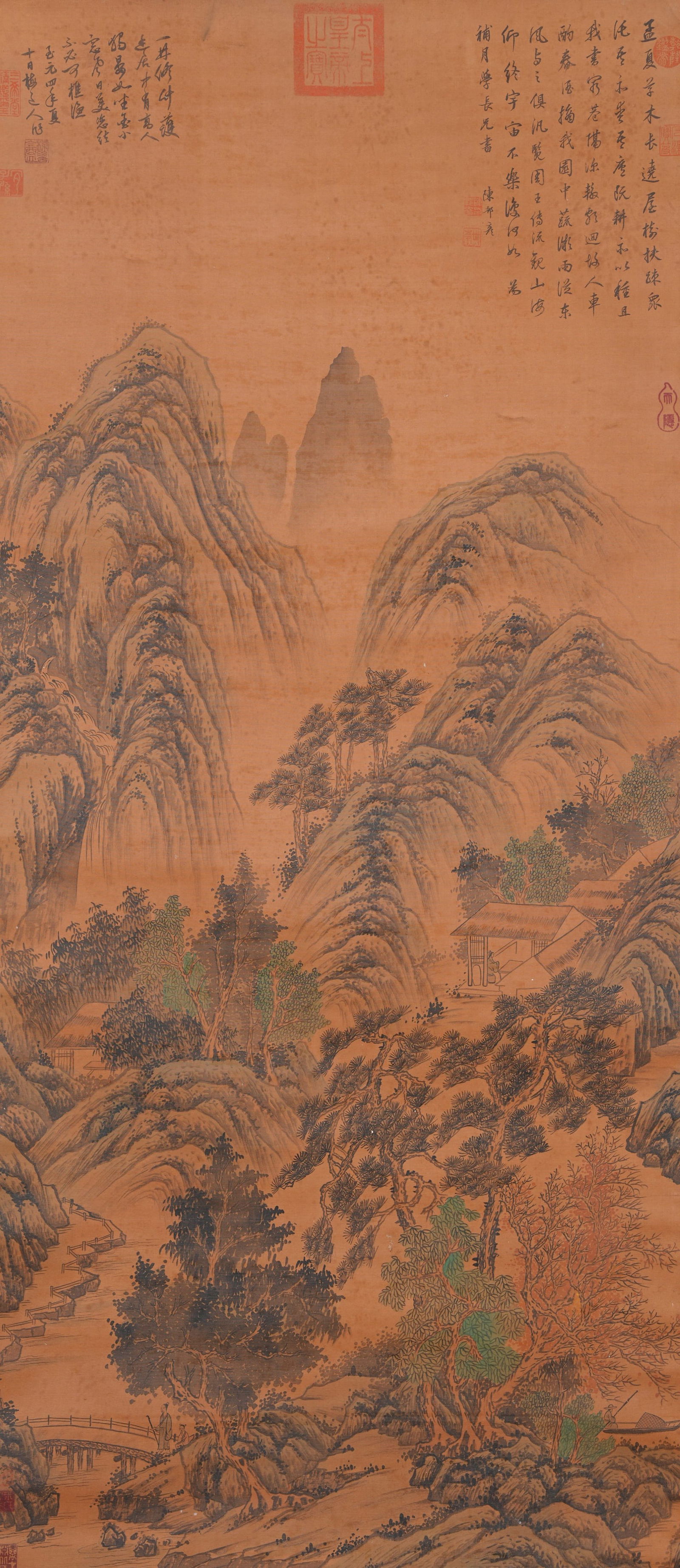 A LANDSCAPE PAINTING ON SILK BY WU ZHEN.吳鎮 (1 of 15)
