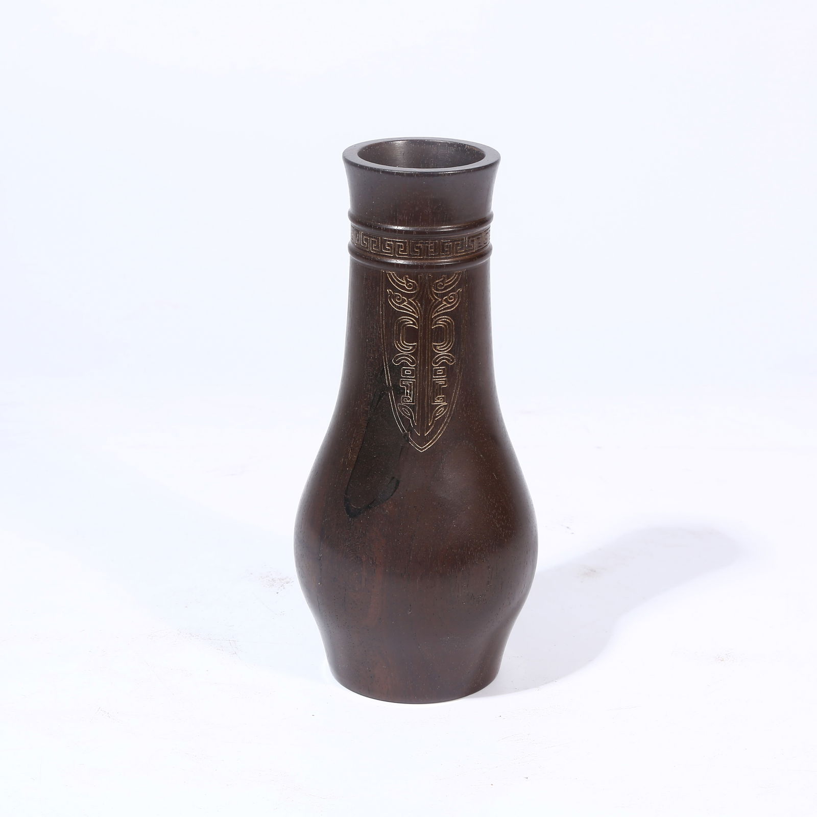 A HUANGHUALI WOOD GILT SMALL VASE (1 of 8)