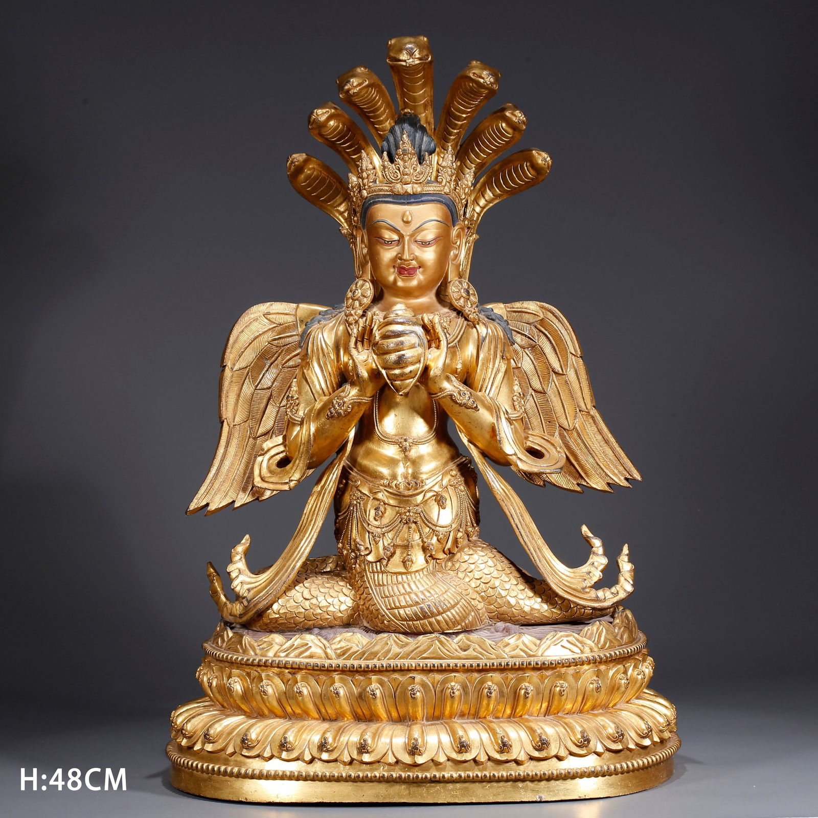 A GILDED BRONZE NAGARJUNA BODHISATTVA STATUE (1 of 10)