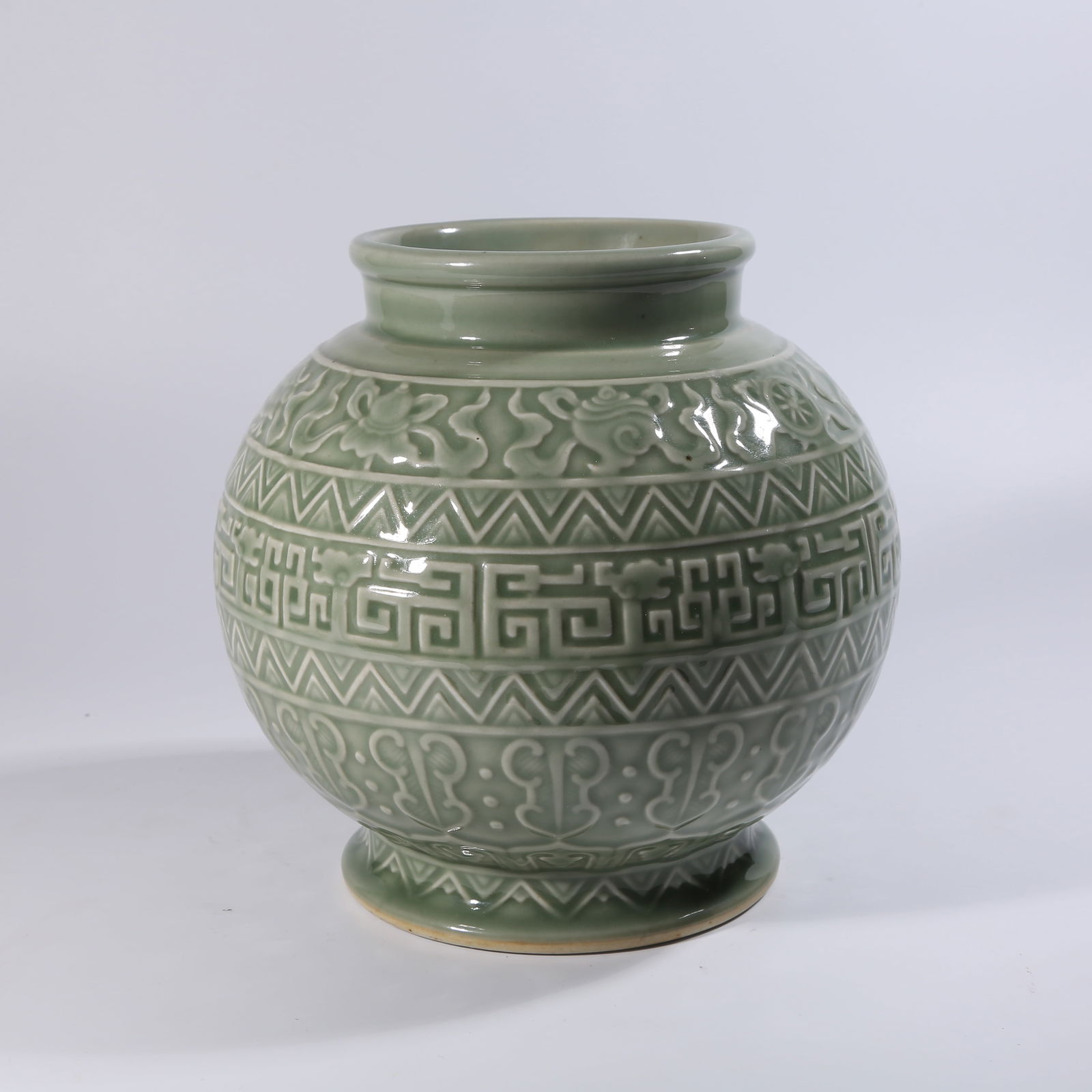 A POWDER-BLUE GLAZE LANTERN JAR WITH COILING DRAGON PATTERN (1 of 9)