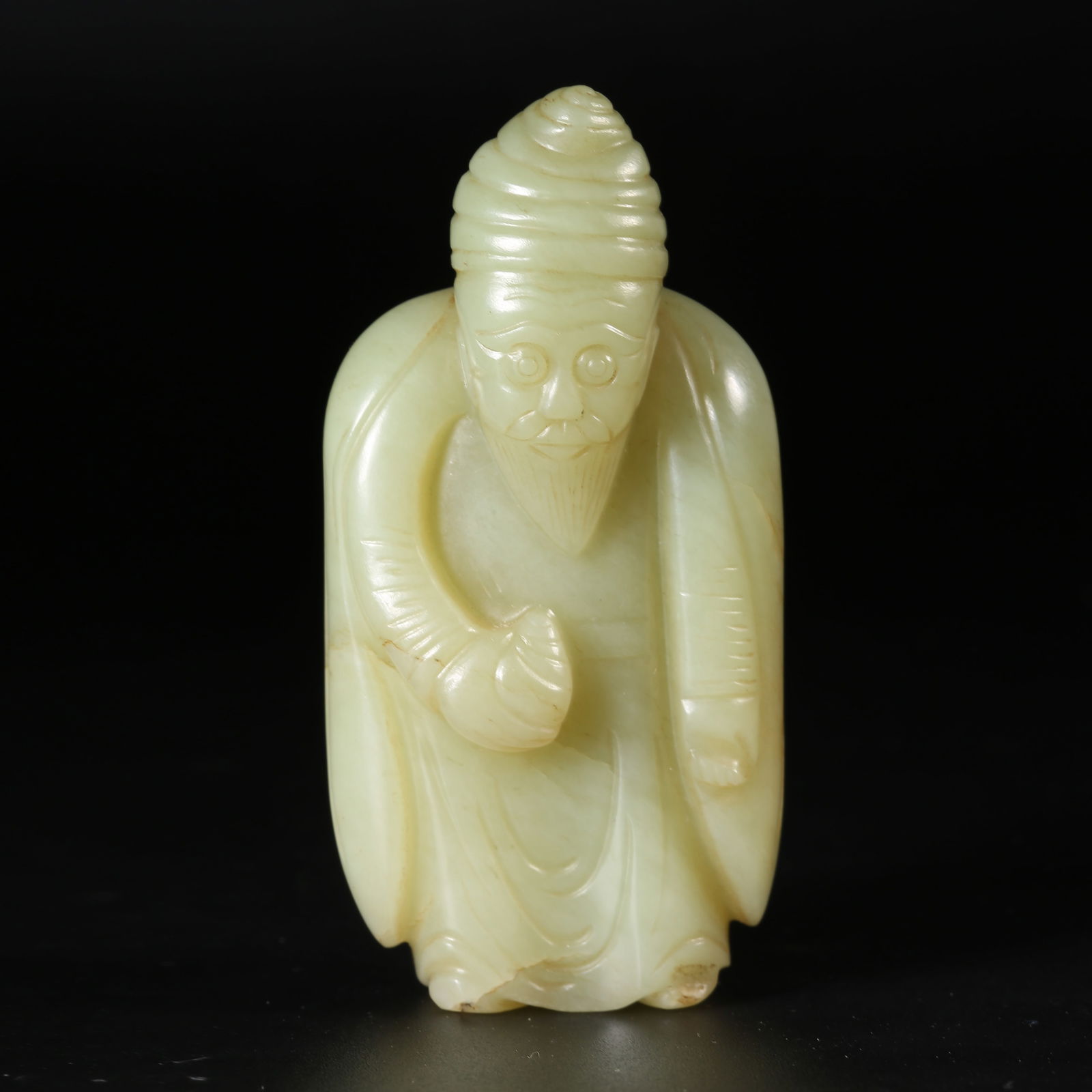 A YUAN DYNASTY HETIAN YELLOW JADE HU PERSON FIGURINE (1 of 8)