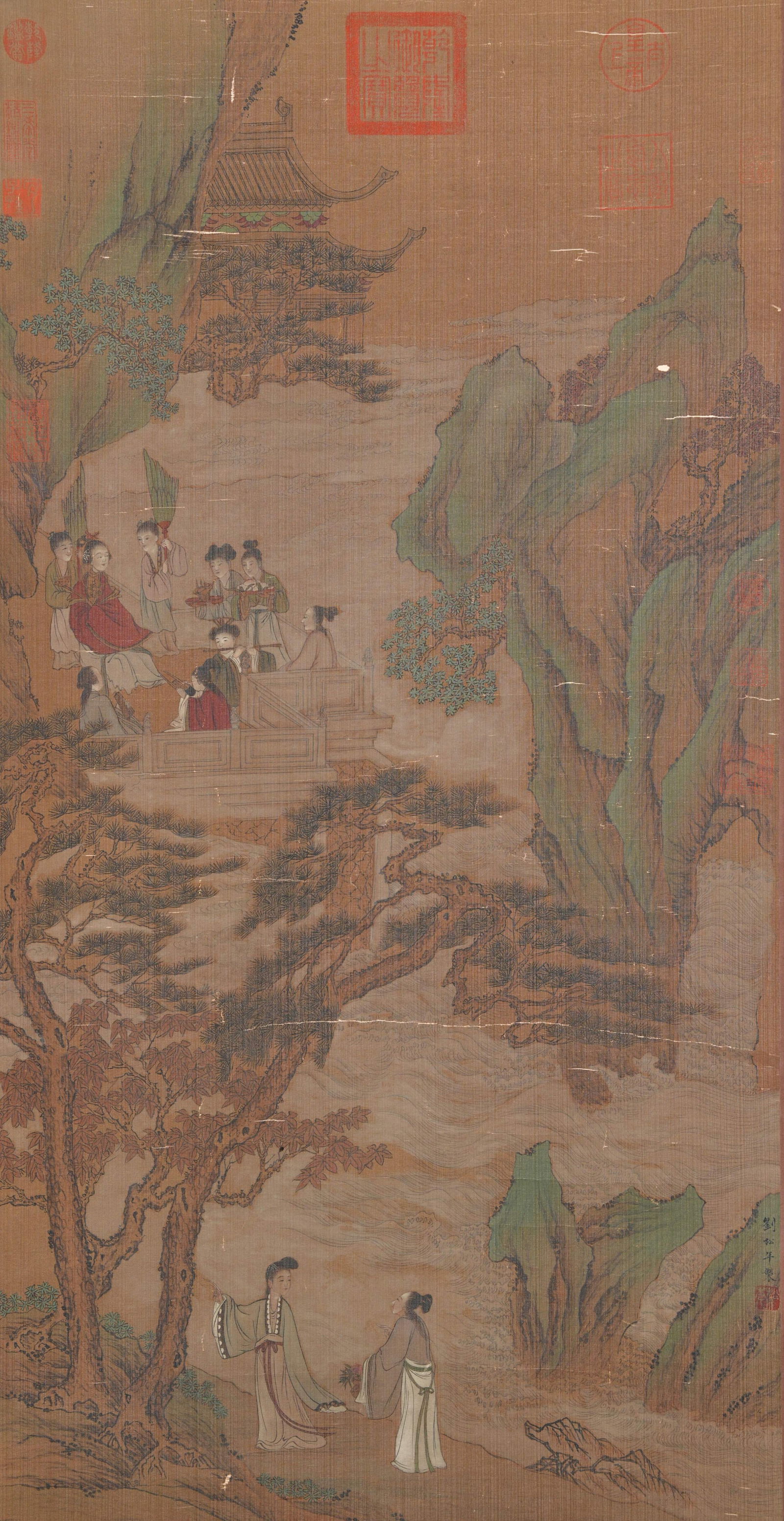 A LANDSCAPE AND FIGURE PAINTING ON SILK BY LIU SONGNIAN.劉松年 (1 of 10)