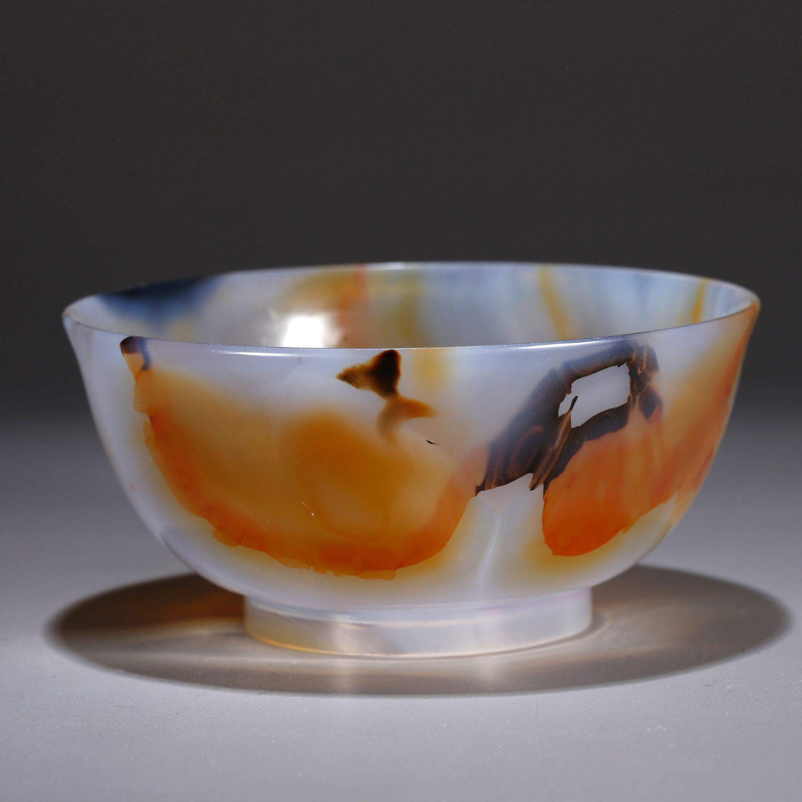 A AGATE CARVED BOWL: Agate Carved Bowl