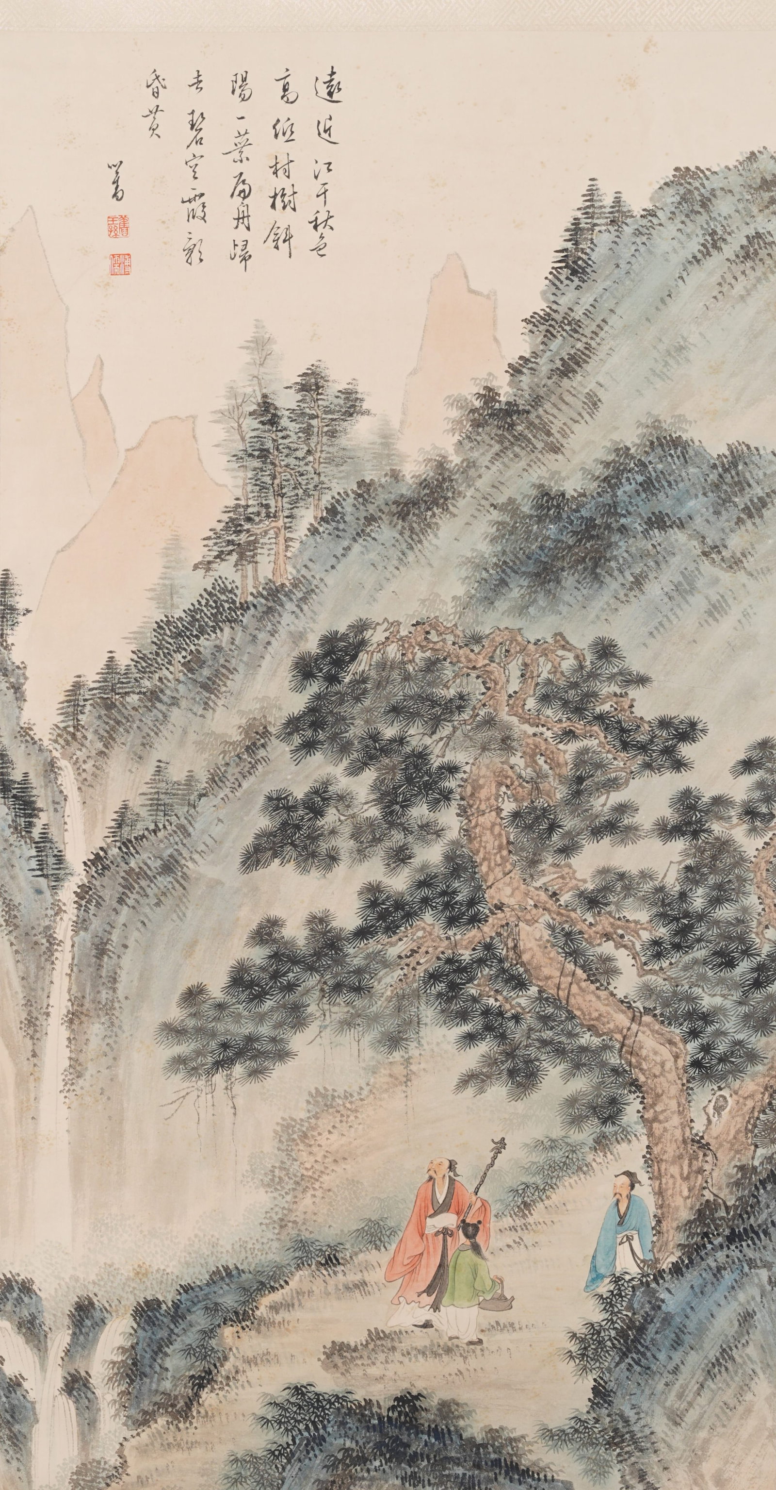 A LANDSCAPE PAINTING ON PAPER BY PU RU.溥儒: Landscape painting on paper by Pu Ru.溥儒