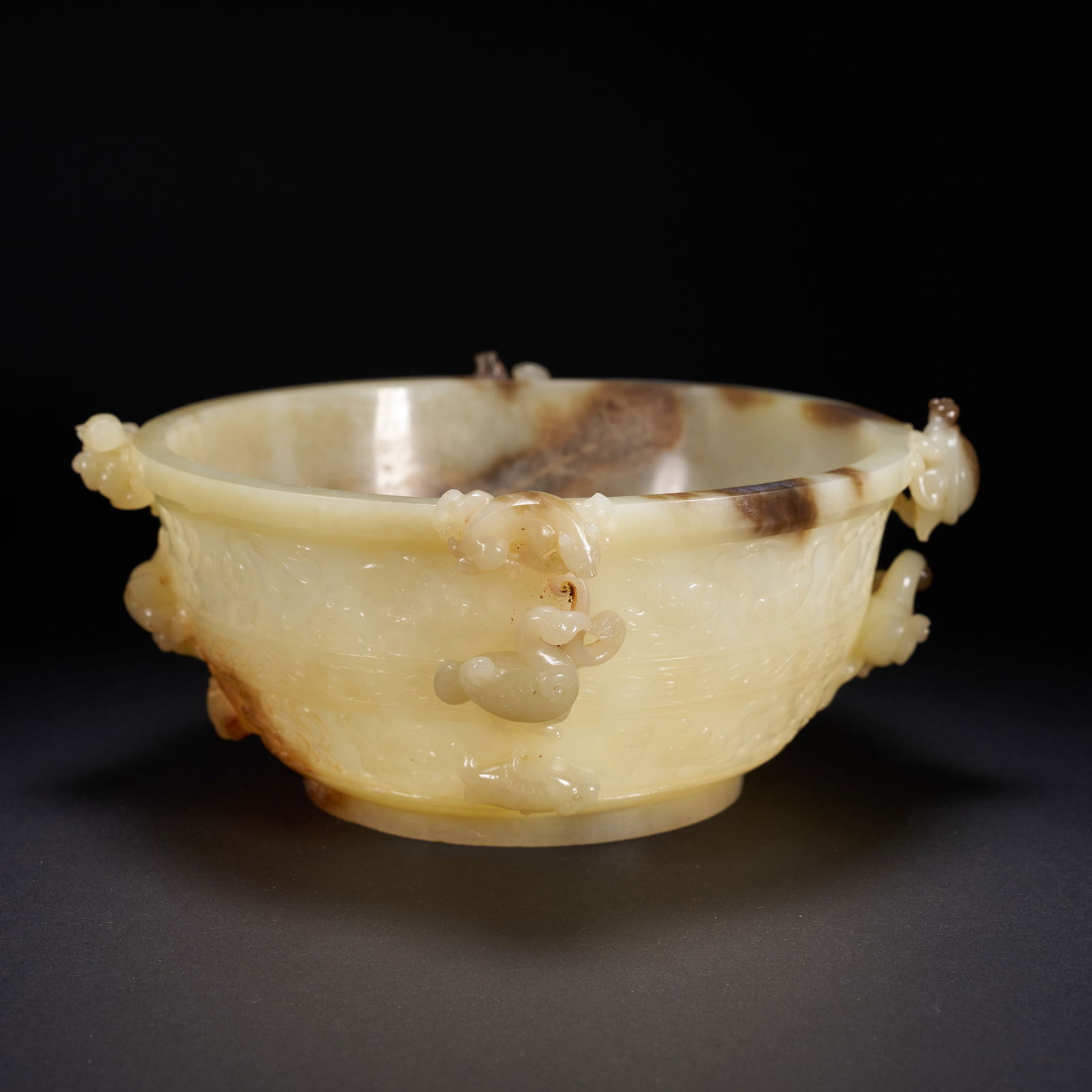 A HETIAN JADE TORTOISE-BEAST BOWL, HAN DYNASTY (1 of 8)