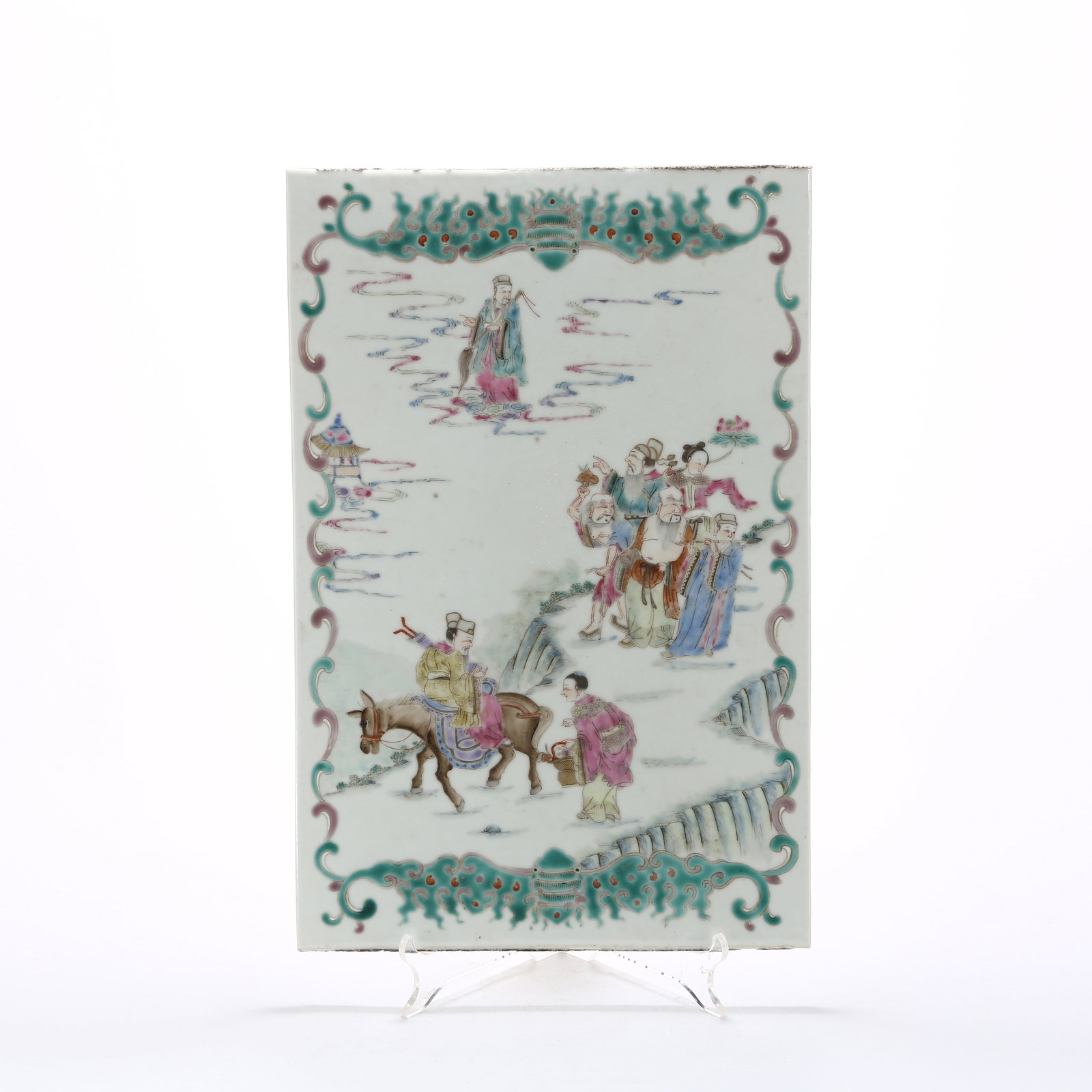 A FAMILLE ROSE PORCELAIN PLAQUE WITH EIGHT IMMORTALS MOTIF (1 of 8)
