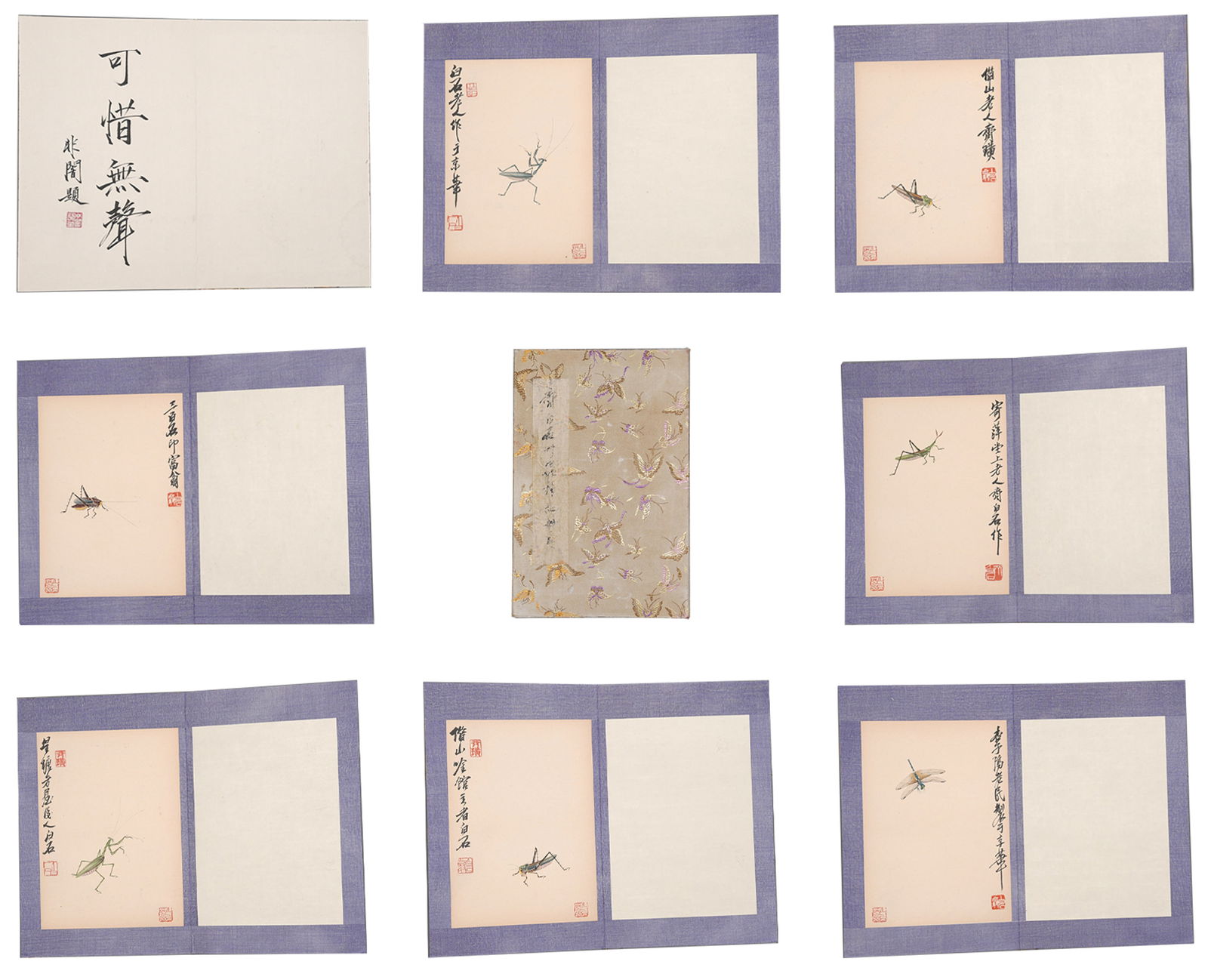 A ALBUM OF INSECT PAINTINGS ON PAPER BY QI BAISHI (10 LEAVES).齊白石: Album of insect paintings on paper by Qi Baishi (10 leaves).齊白石