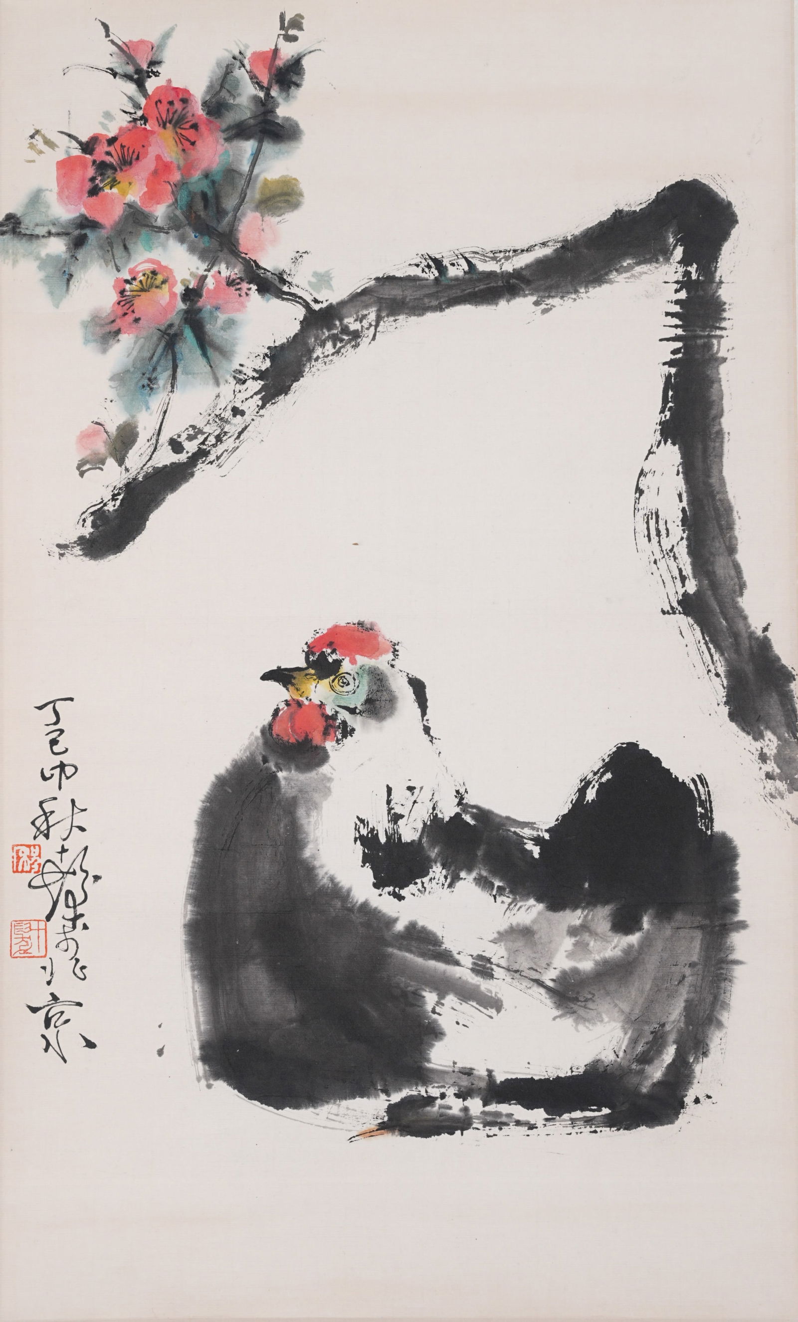 A ROOSTER PAINTING ON PAPER BY CHENG SHIFA.程十發 (1 of 8)