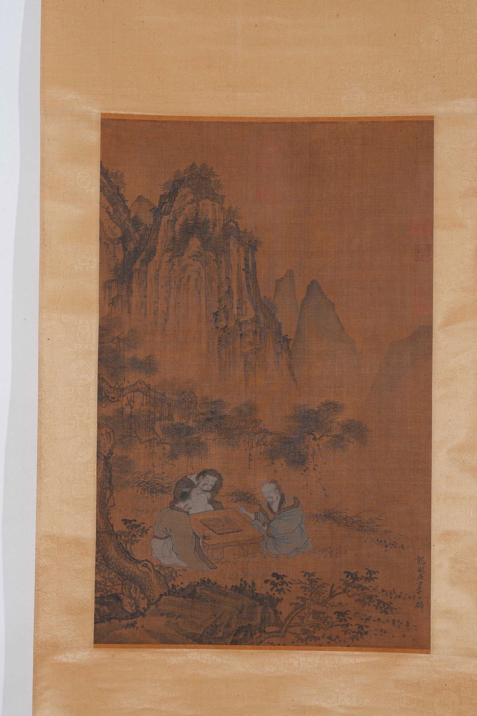 A LANDSCAPE AND FIGURE PAINTING ON SILK BY LI GONGLIN.李公麟: Landscape and Figure Painting on Silk by Li Gonglin.李公麟