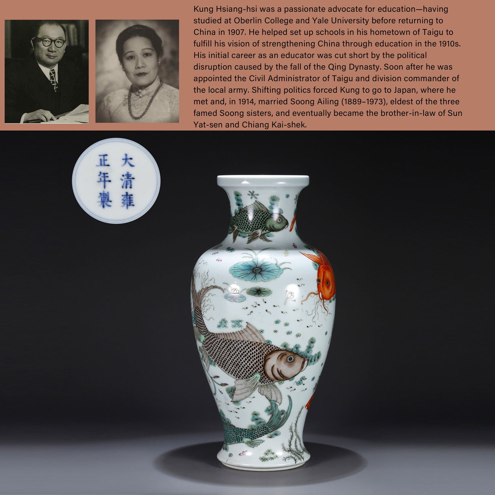 A FAMILLE ROSE VASE WITH "FISH TRANSFORMING INTO DRAGON" MOTIF (1 of 12)