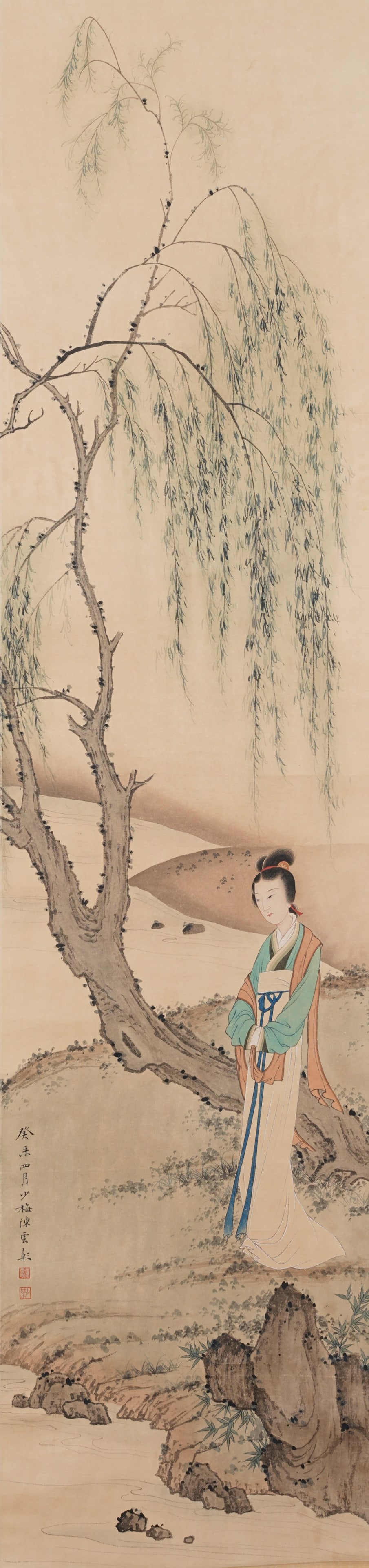 A COURT LADY PAINTING ON PAPER BY CHEN SHAOMEI.陳少梅 (1 of 11)