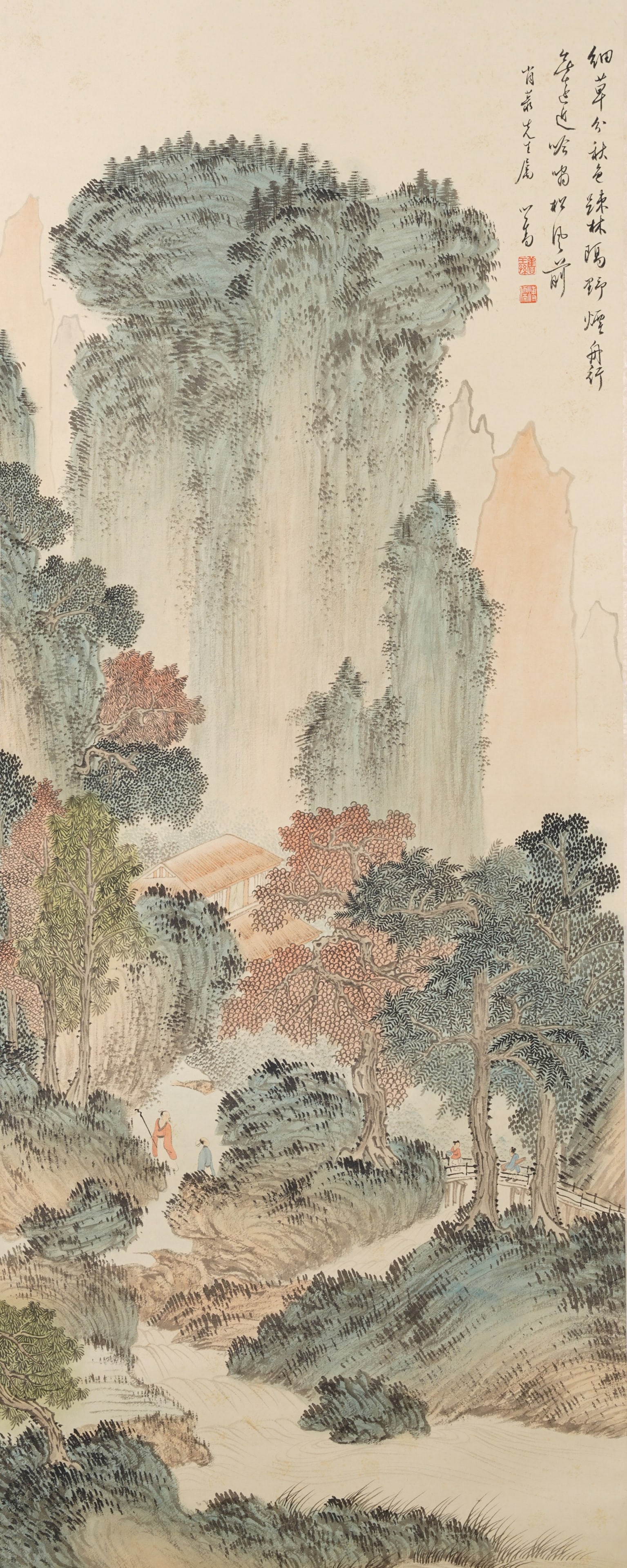 A LANDSCAPE PAINTING ON PAPER BY PU RU.溥儒: Landscape Painting on paper by Pu Ru.溥儒