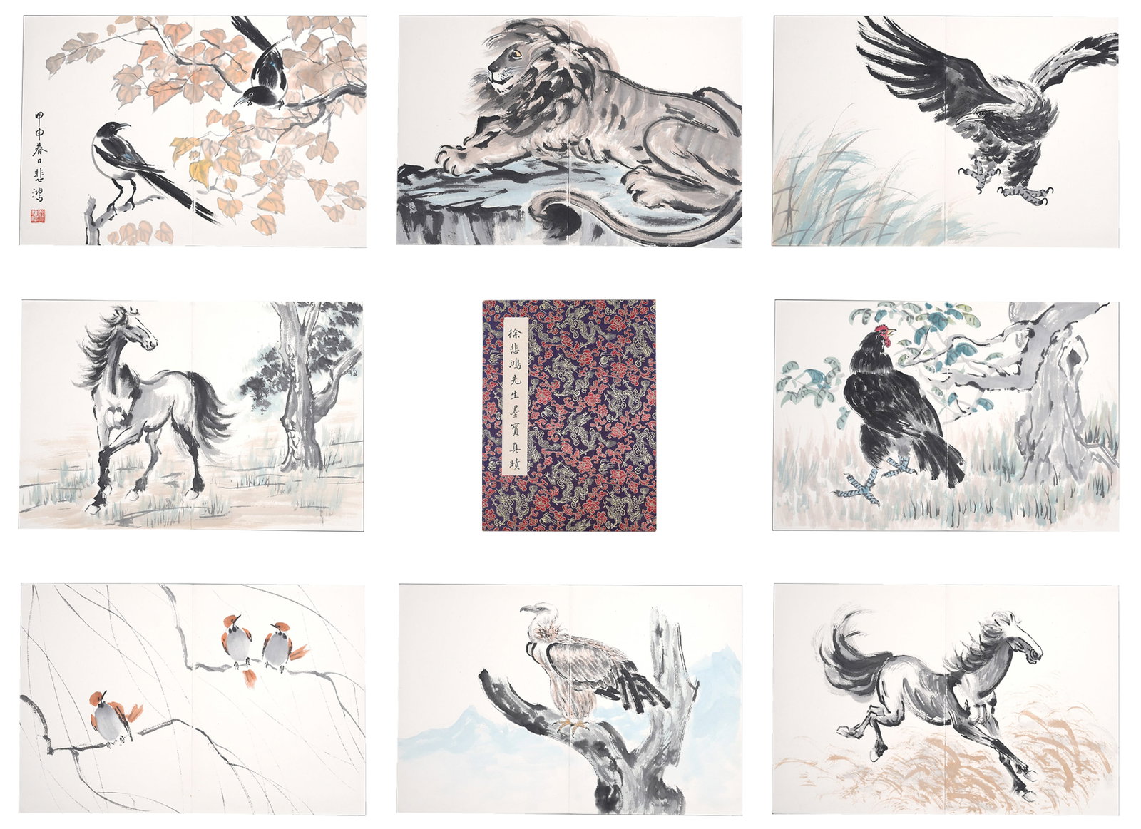 A ALBUM OF ANIMAL PAINTINGS ON PAPER BY XU BEIHONG (9 LEAVES).徐悲鴻 (1 of 11)