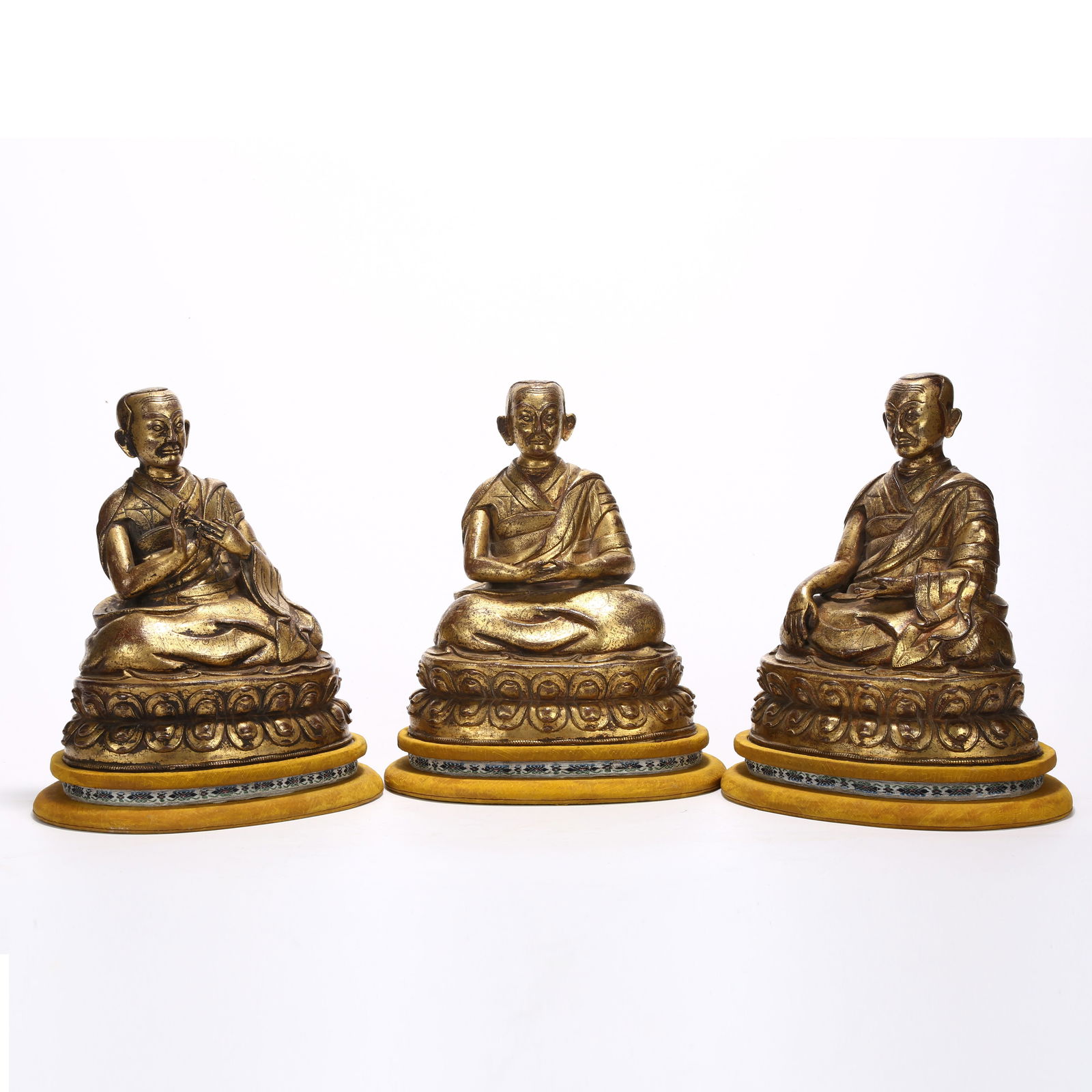 A SET OF GILT BRONZE GURU STATUES (1 of 14)