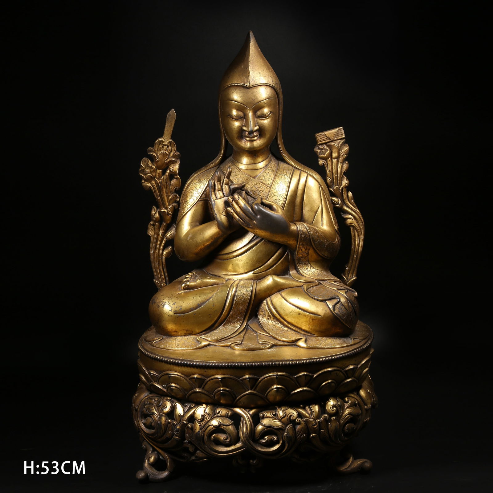A GILT BRONZE TSONGKHAPA STATUE (1 of 9)