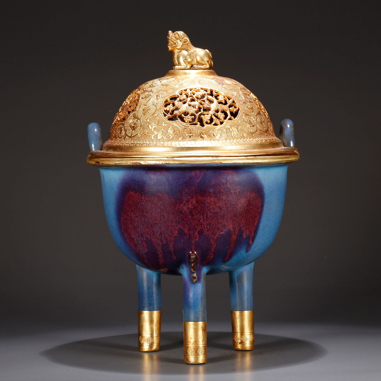 A JUN KILN TRIPOD INCENSE BURNER (1 of 9)