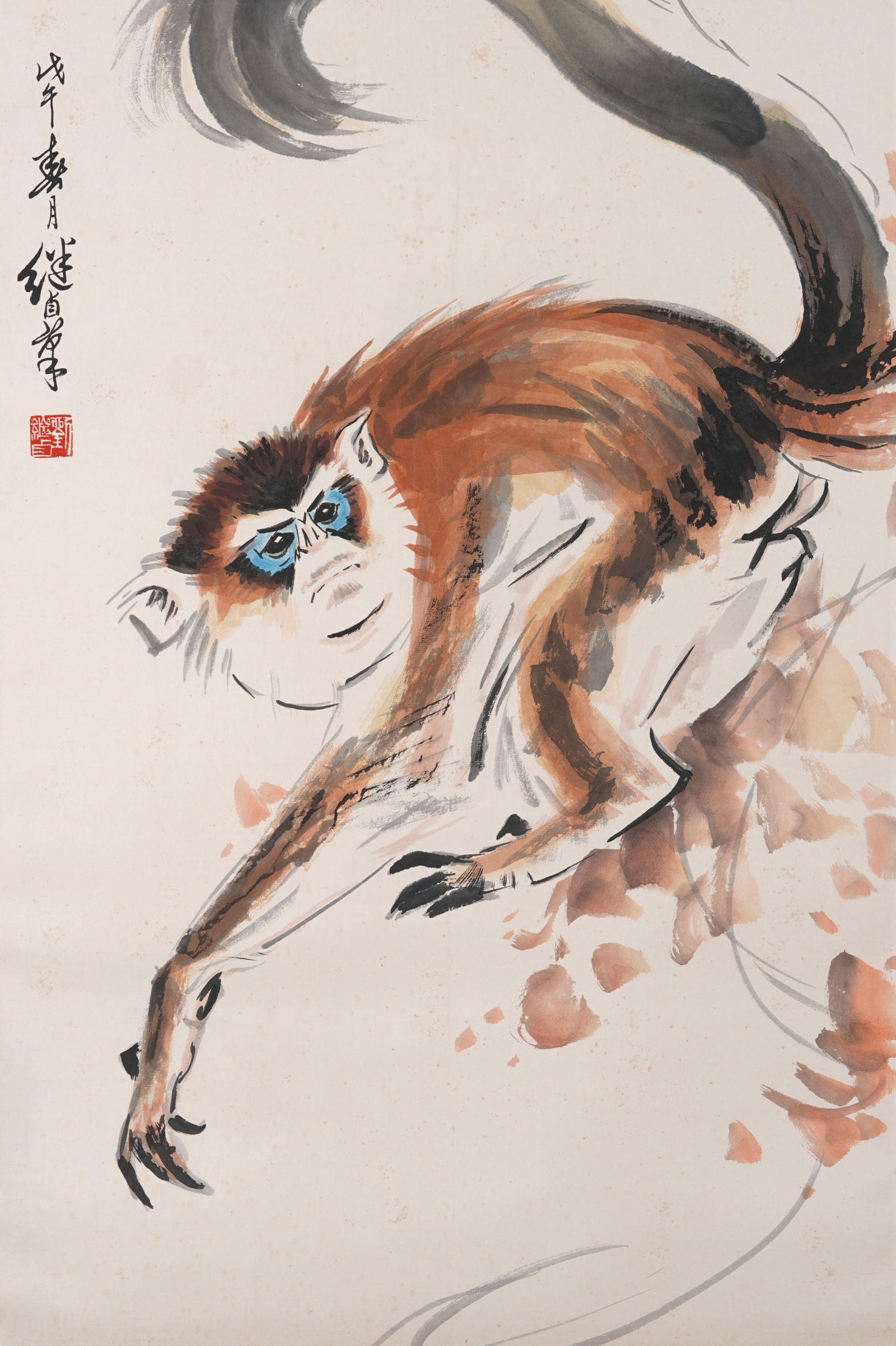 A MONKEY PAINTING ON PAPER BY LIU JIYOU.劉繼卣 (1 of 6)