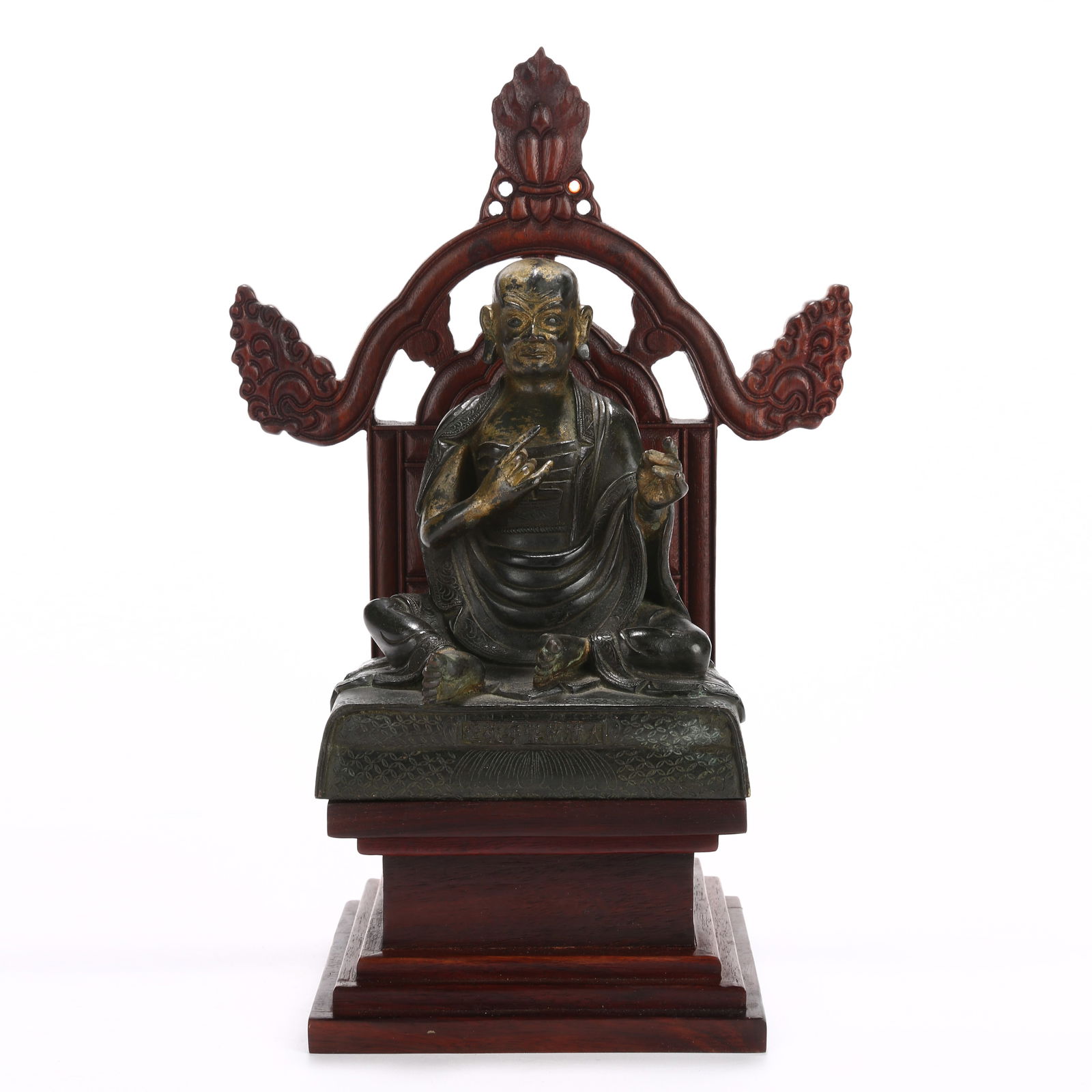 A BRONZE AND GILDED ARHAT STATUE (1 of 9)