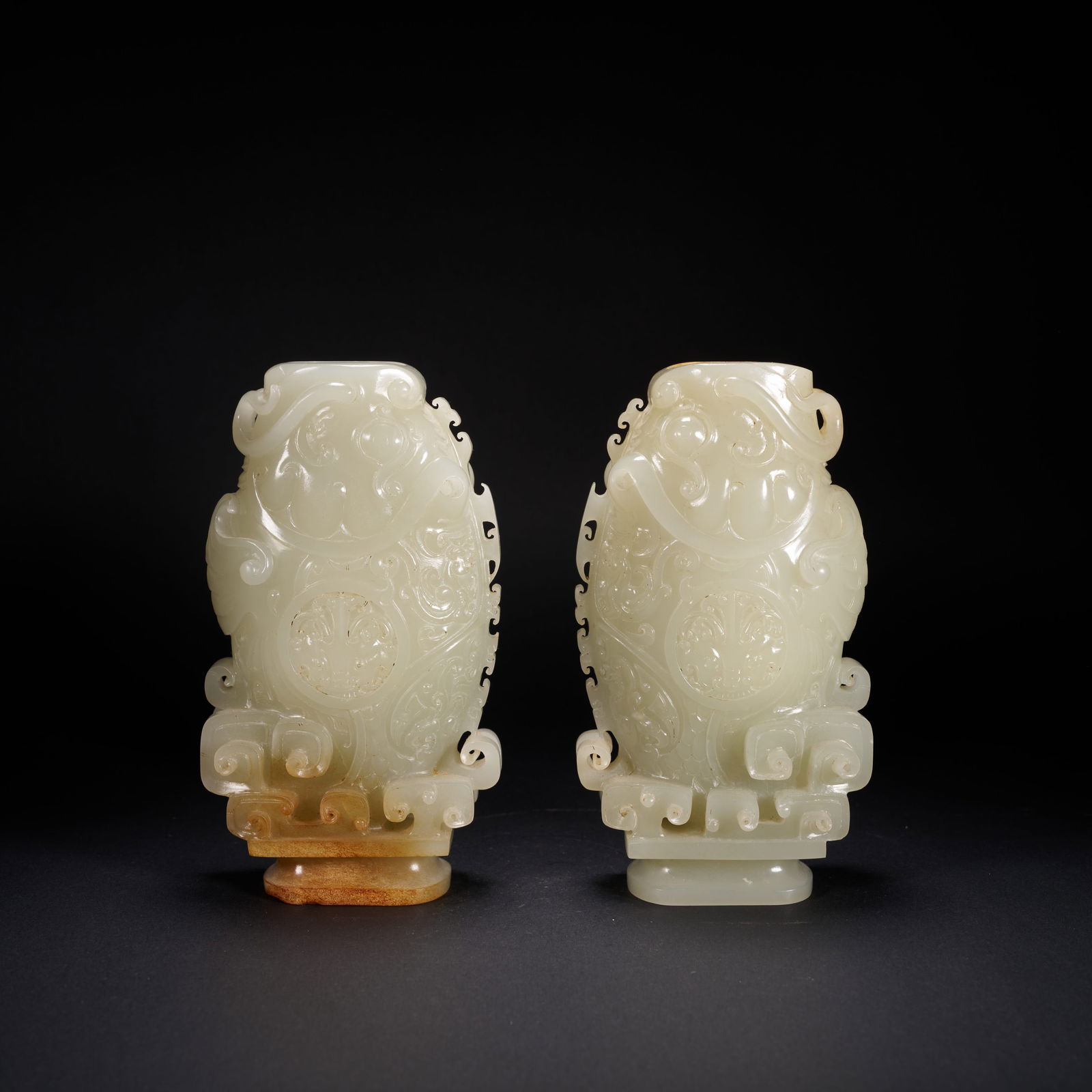 A SET OF HETIAN JADE FISH-SHAPED VASES, HAN DYNASTY (1 of 7)