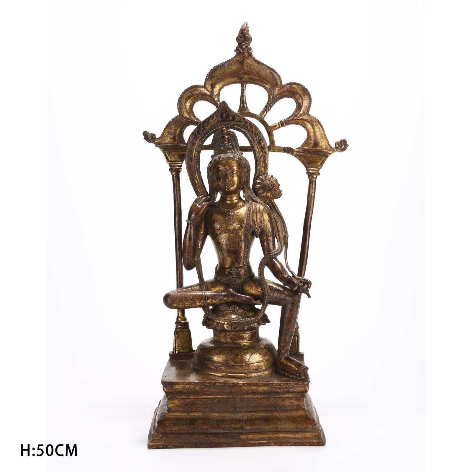 A GILT BRONZE PENSIVE AVALOKITESHVARA STATUE: Gilt Bronze Pensive Avalokiteshvara Statue