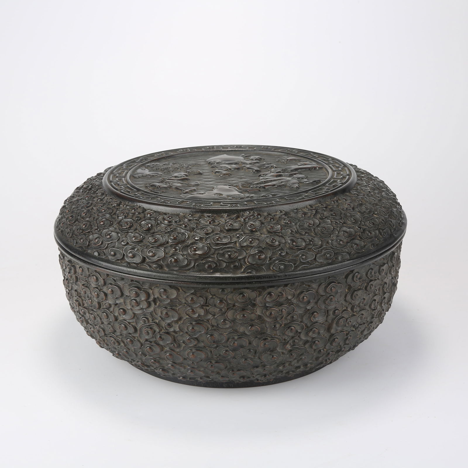 A ZITAN BOX WITH "FIVE SONS OFFERING LONGEVITY" MOTIF (1 of 10)