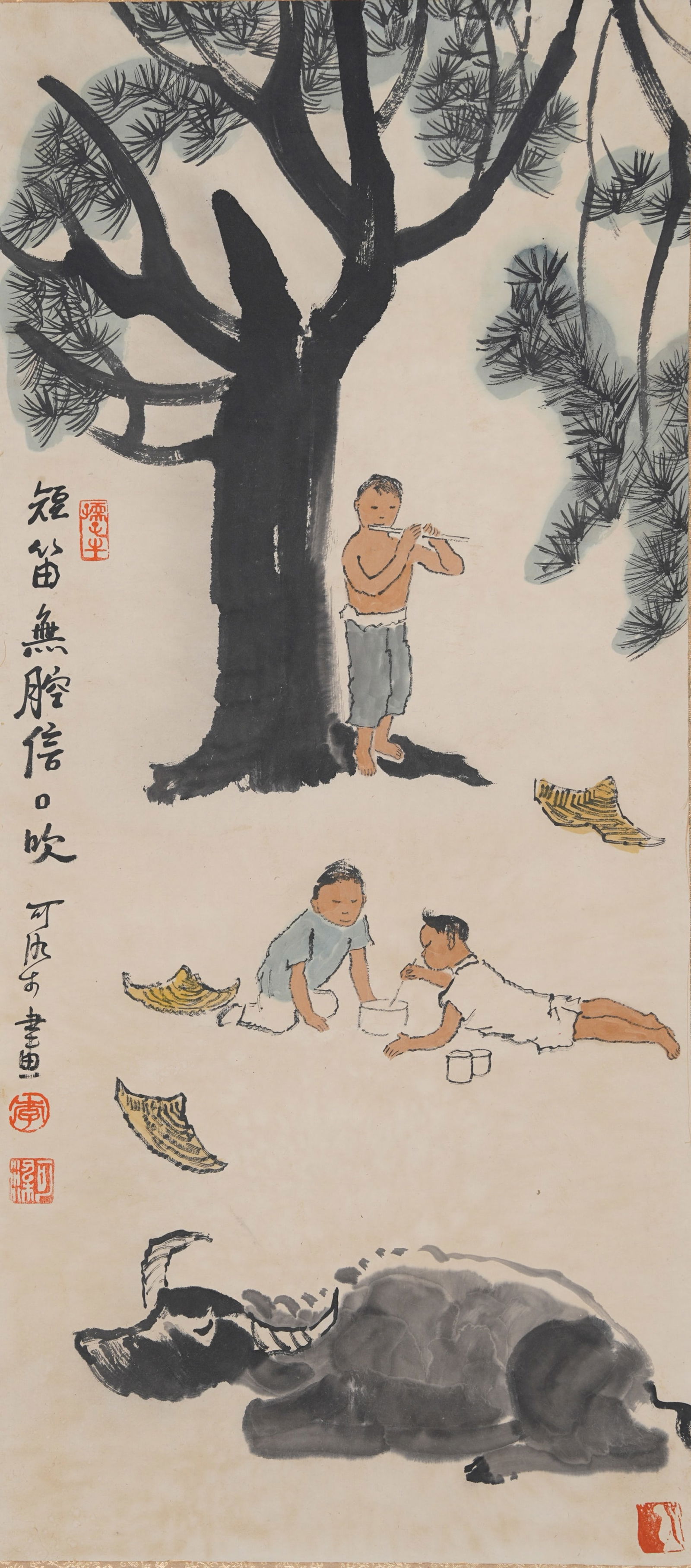 A CATTLE HERDING PAINTING ON PAPER BY LI KERAN.李可染 (1 of 10)