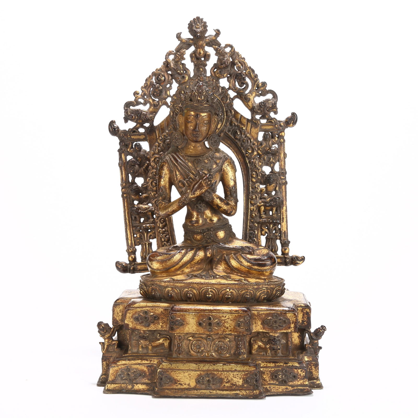 A GILT BRONZE VAJRADHARA STATUE: Gilt Bronze Vajradhara Statue
