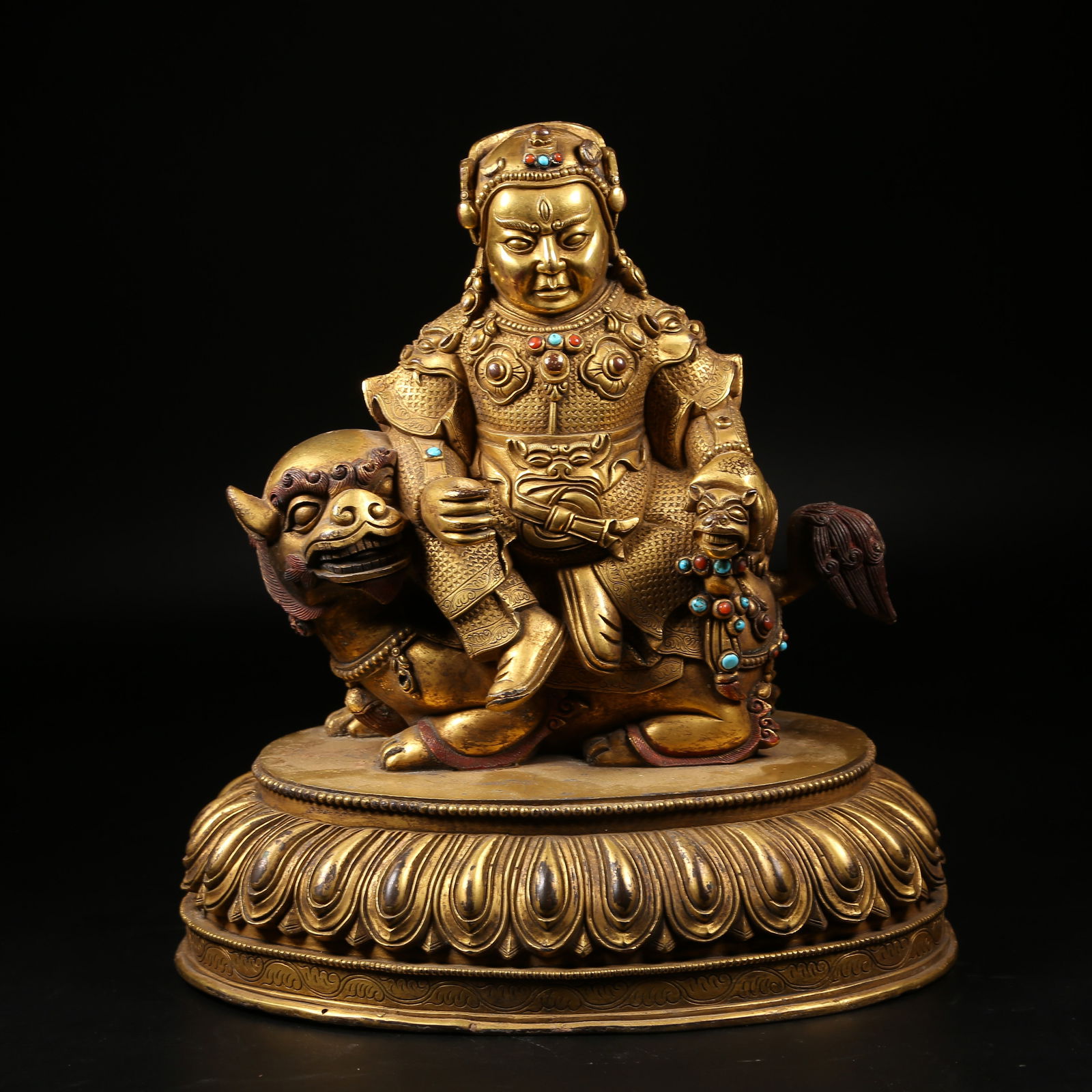 A GILT BRONZE VAISRAVANA (TREASURY KING) STATUE: Gilt Bronze Vaisravana (Treasury King) Statue