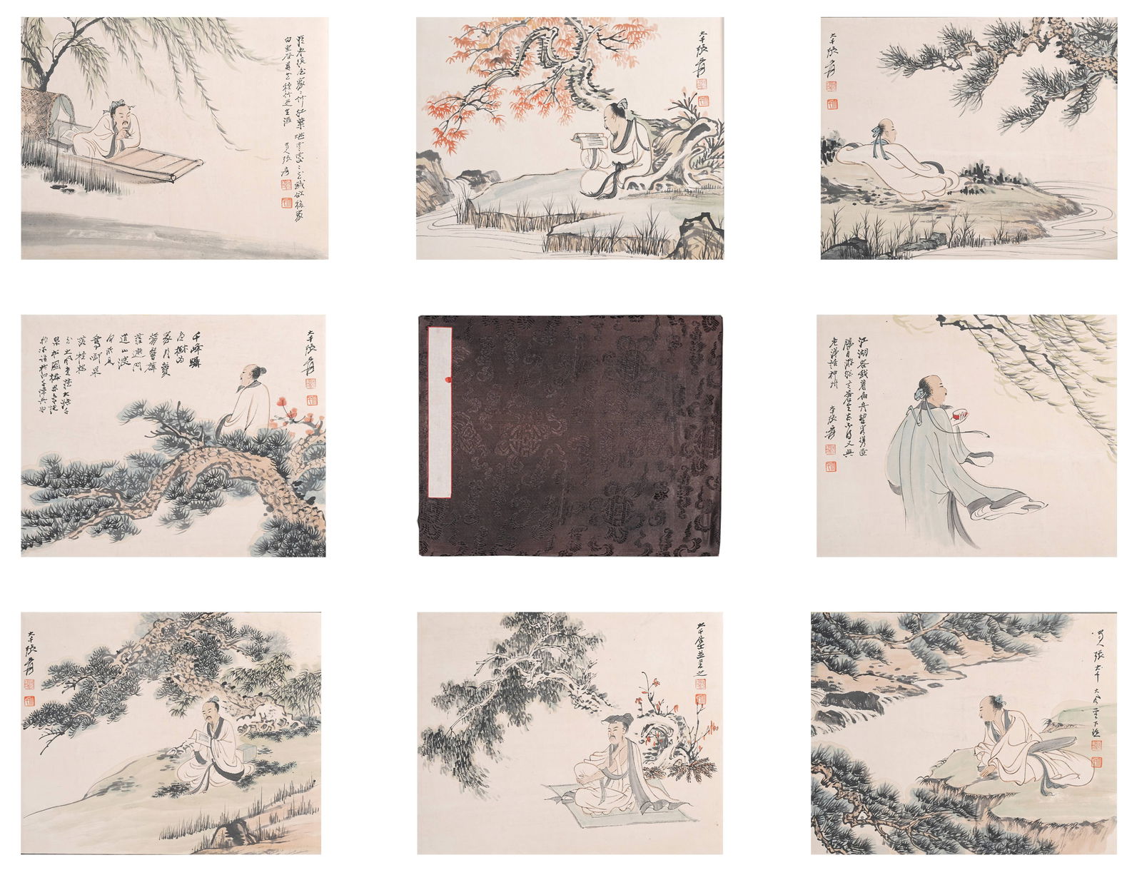 A ALBUM OF FIGURE PAINTINGS ON PAPER BY ZHANG DAQIAN (9 LEAVES).張大千 (1 of 11)