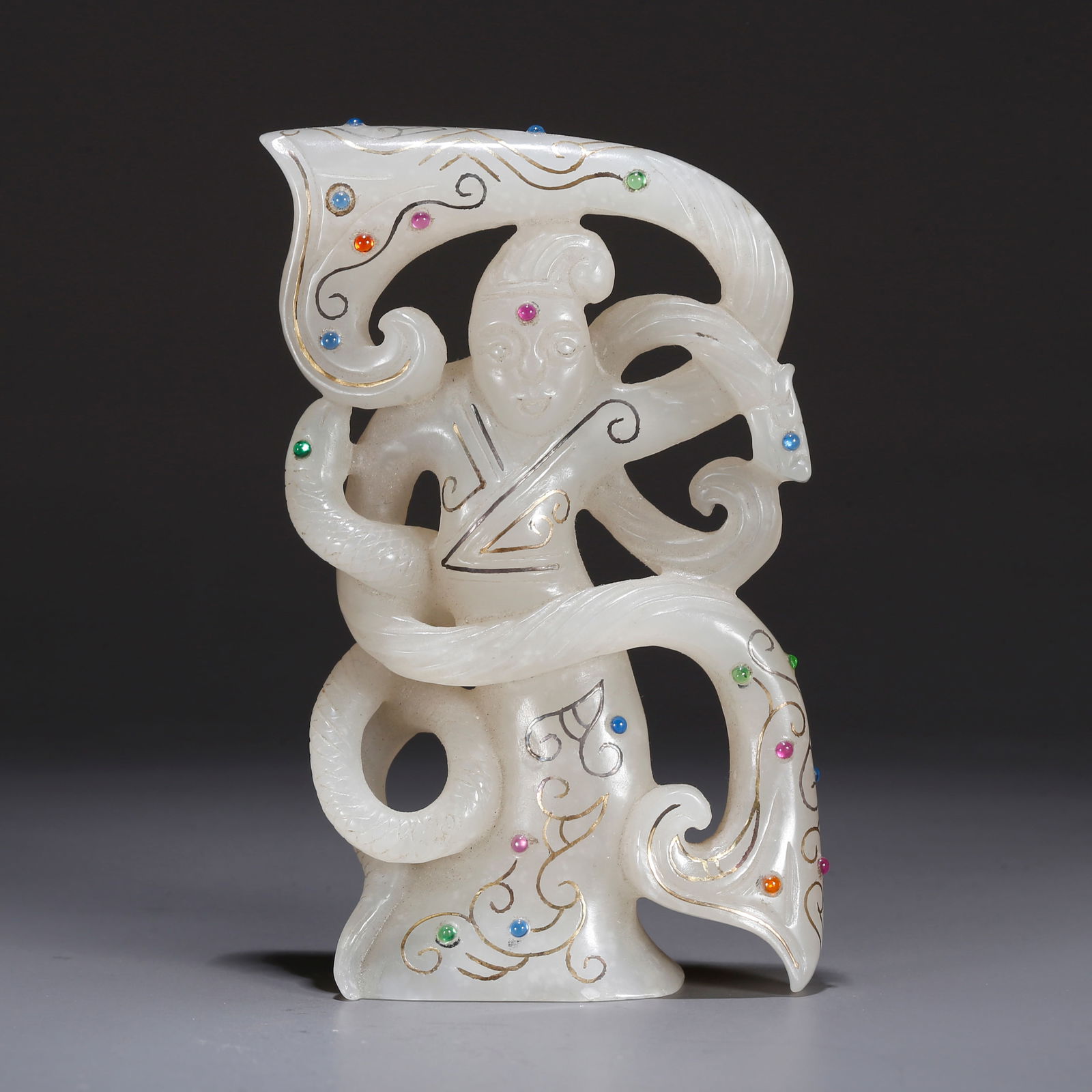 A HETIAN JADE CARVED FIGURE ORNAMENT (1 of 9)