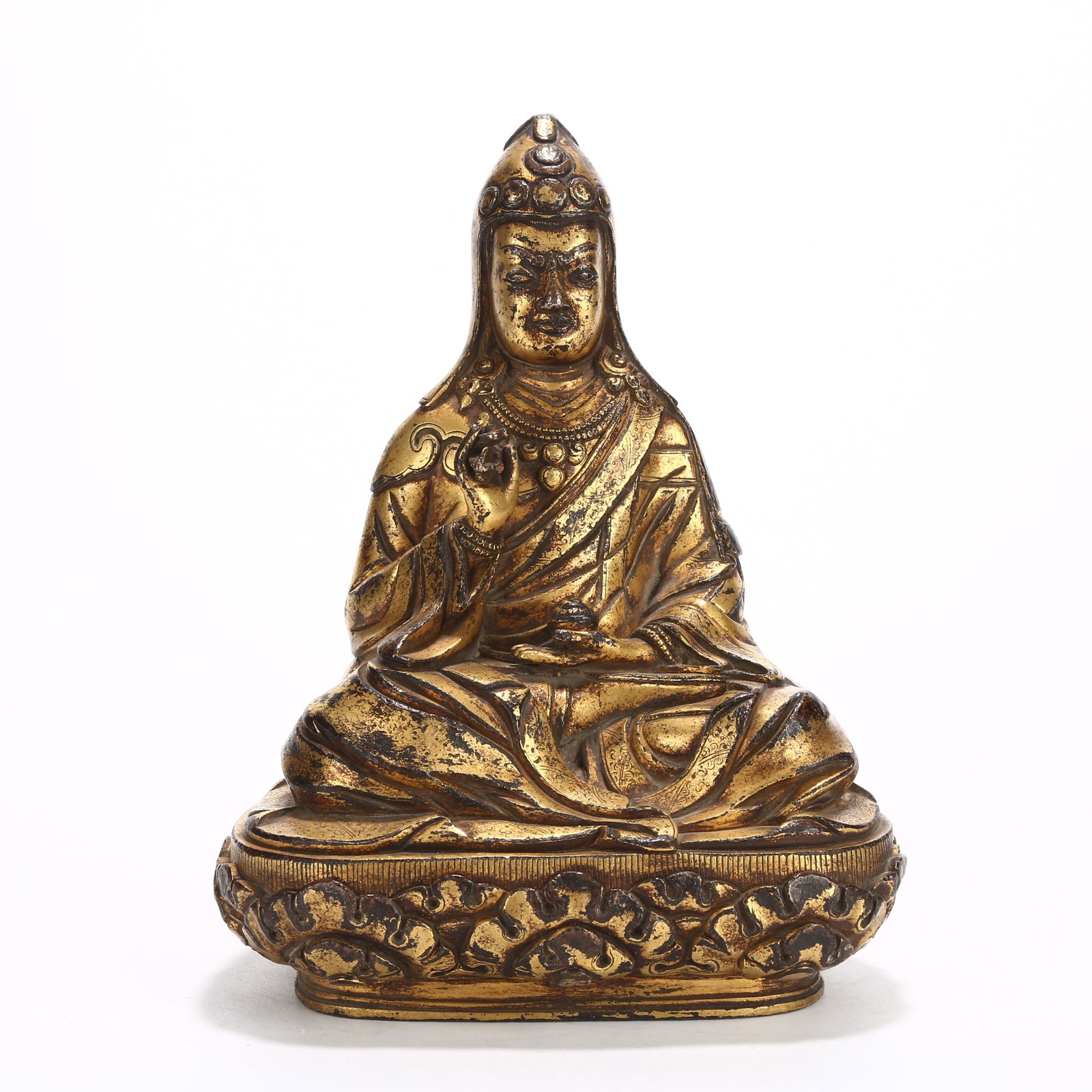 A GILT BRONZE PADMASAMBHAVA STATUE (1 of 9)