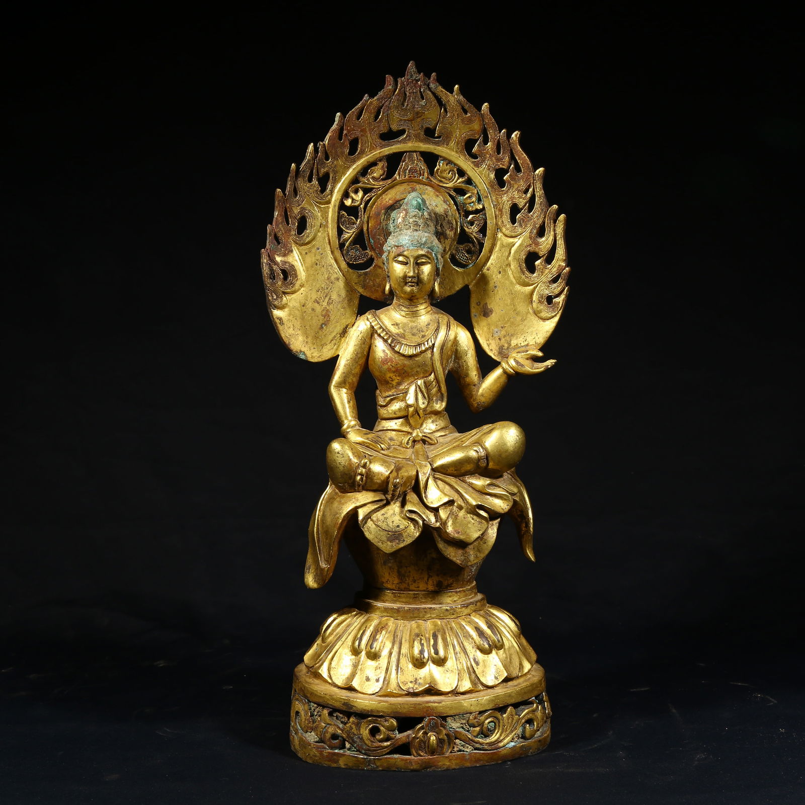 A GILDED BRONZE BODHISATTVA SCULPTURE (1 of 8)