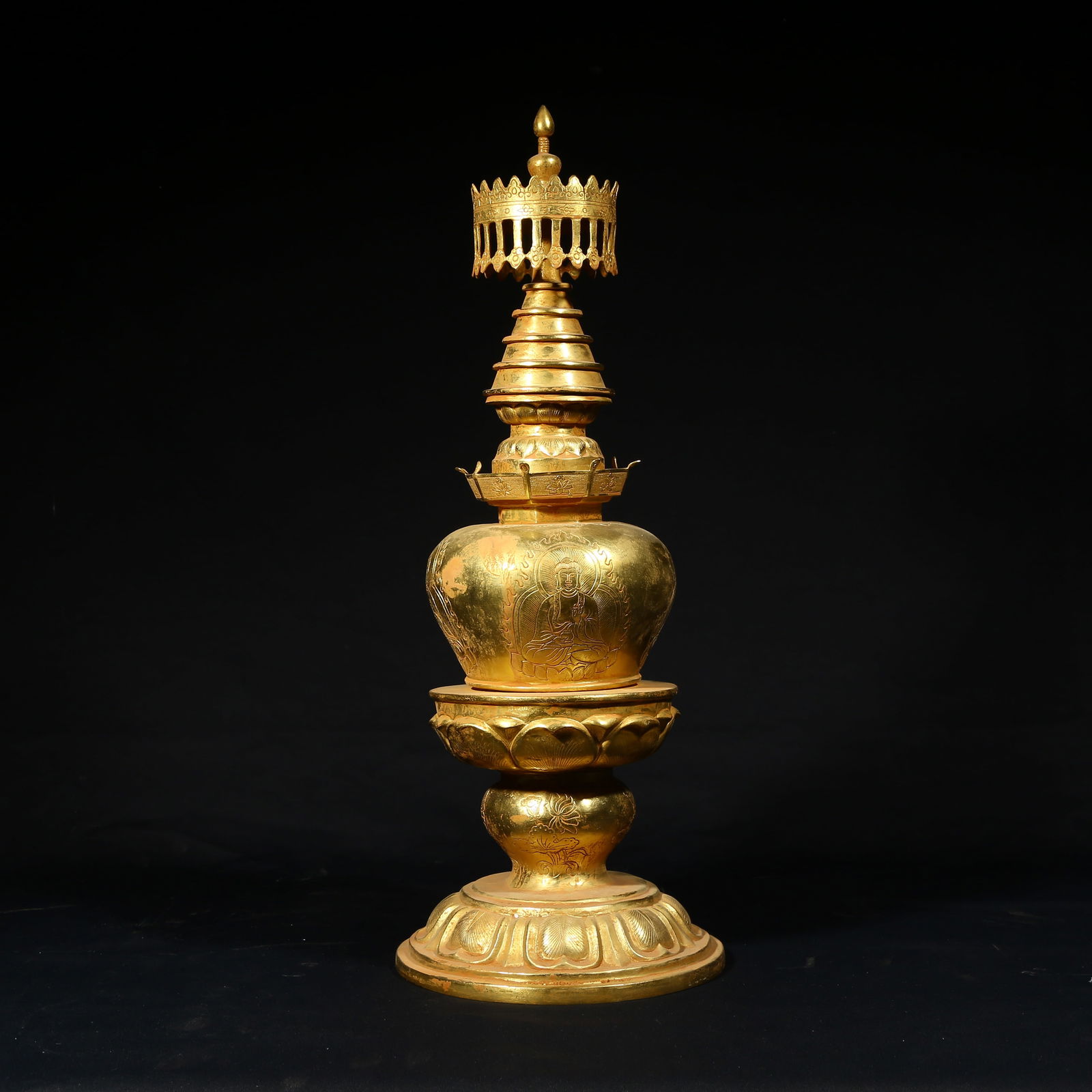 A GILDED BRONZE STUPA (1 of 10)