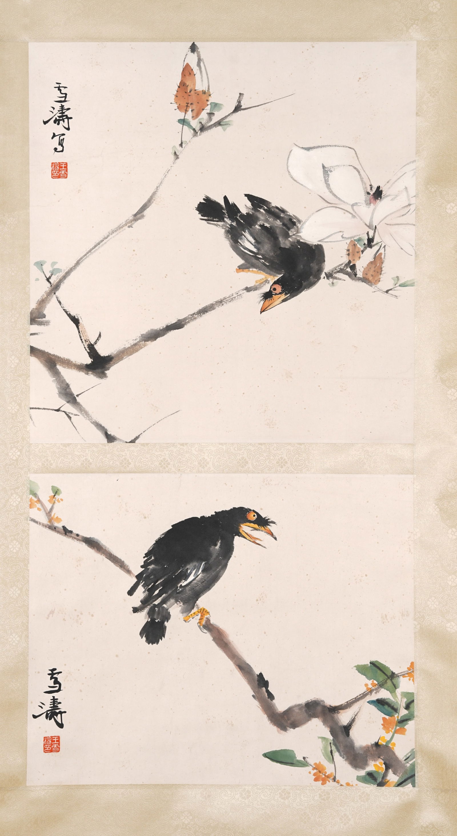 A TWO BIRDS PAINTING ON PAPER BY WANG XUETAO.王雪濤 (1 of 7)