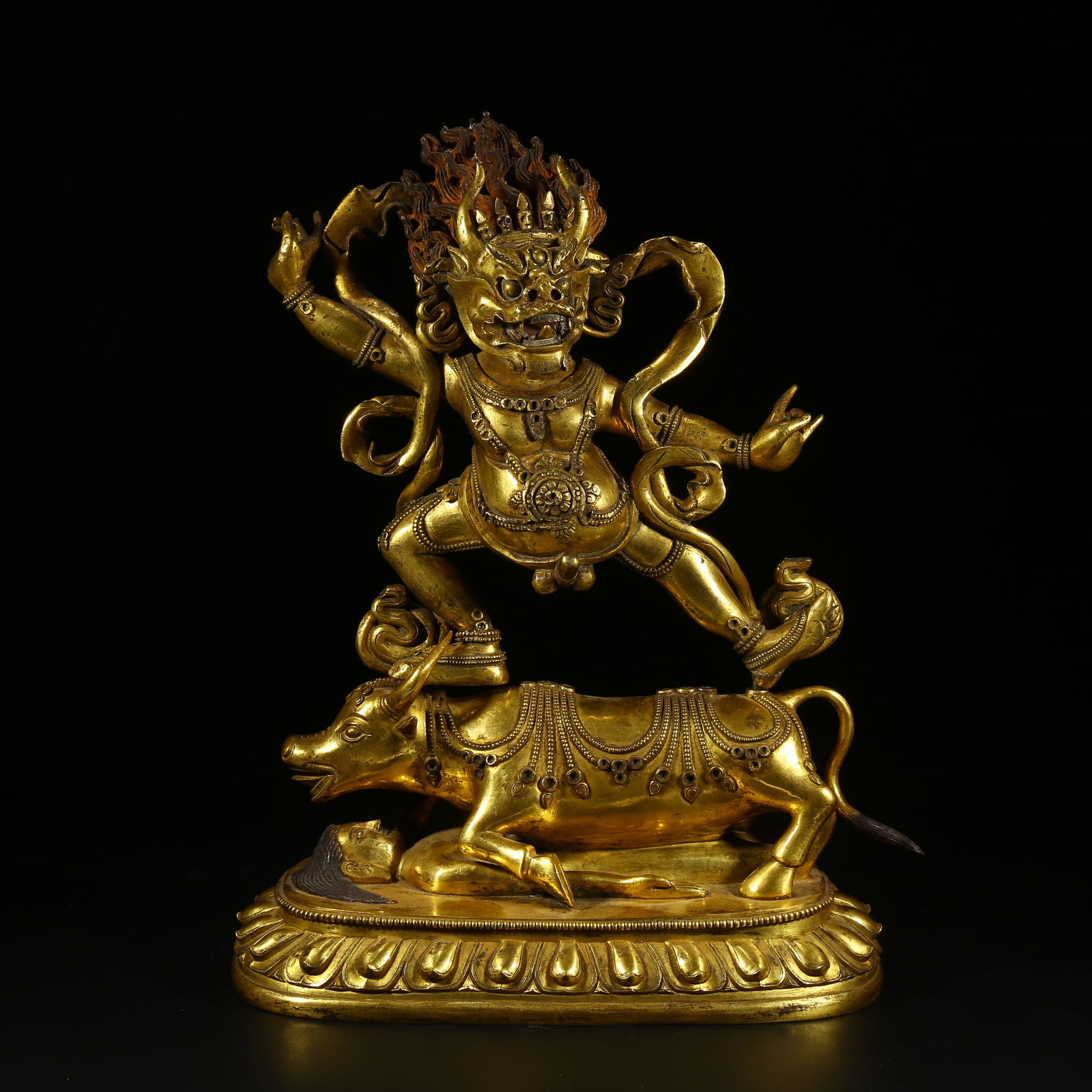 A GILDED BRONZE STATUE OF YAMA DHARMARAJA (1 of 8)