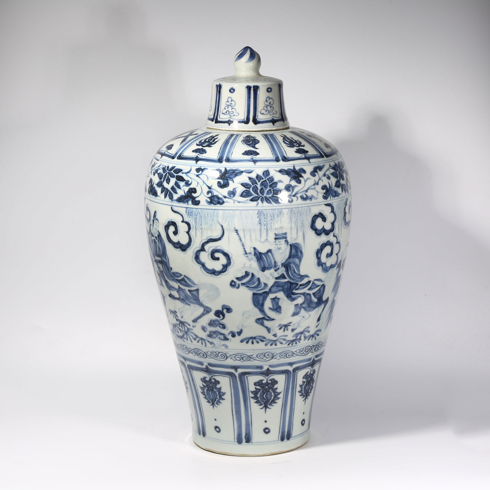 A BLUE AND WHITE FIGURE STORY PLUM VASE (1 of 9)