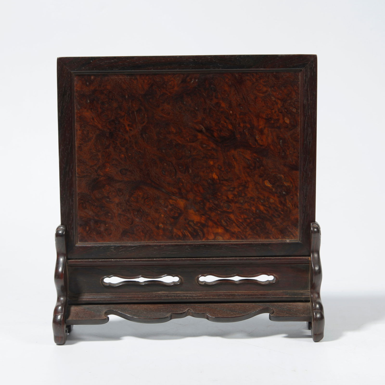 A ZITAN WOOD SCREEN INLAID WITH BURL WOOD (1 of 9)