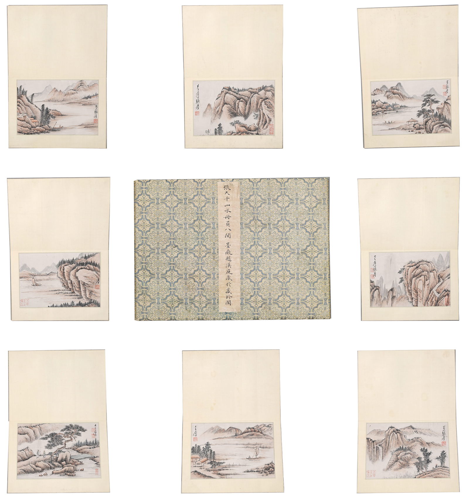 A ALBUM OF LANDSCAPE PAINTINGS ON PAPER BY ZHANG DAQIAN (10 LEAVES).張大千 (1 of 11)