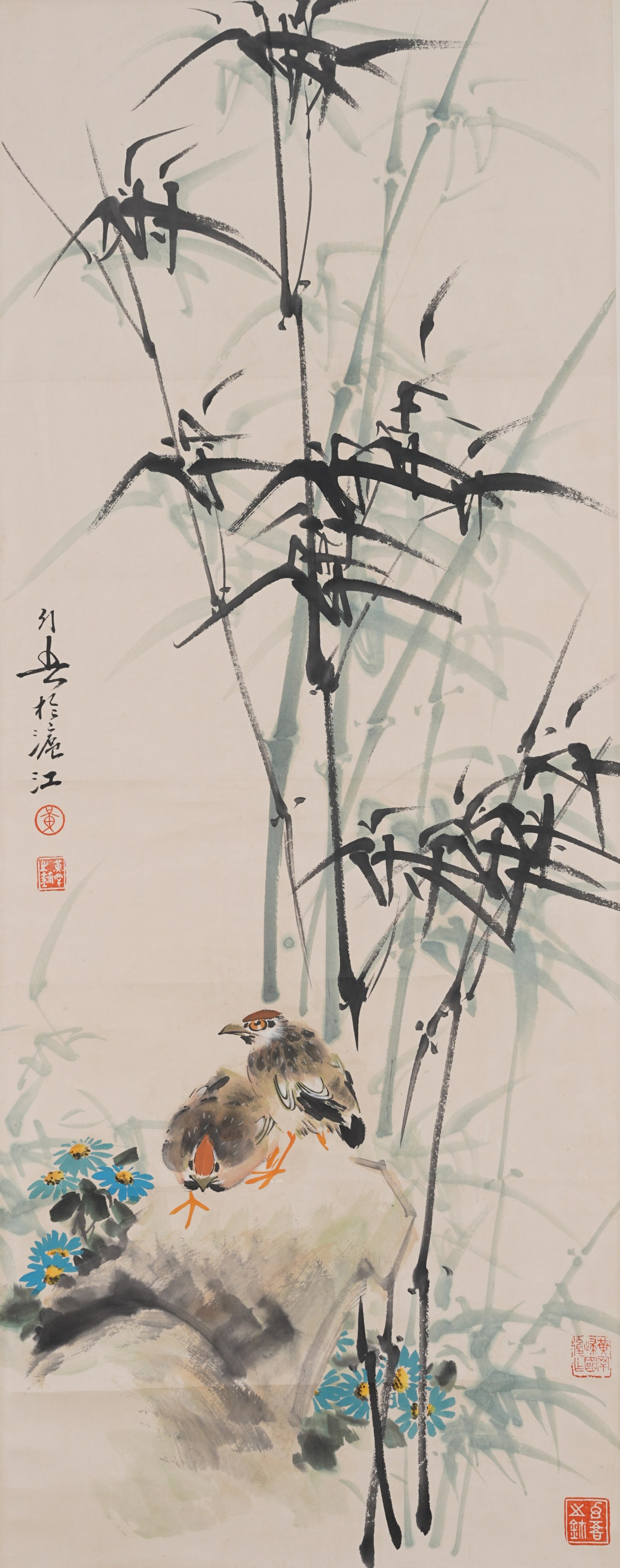 A BAMBOO AND BIRD PAINTING ON PAPER BY HUANG HUANWU.黃幻吾 (1 of 8)