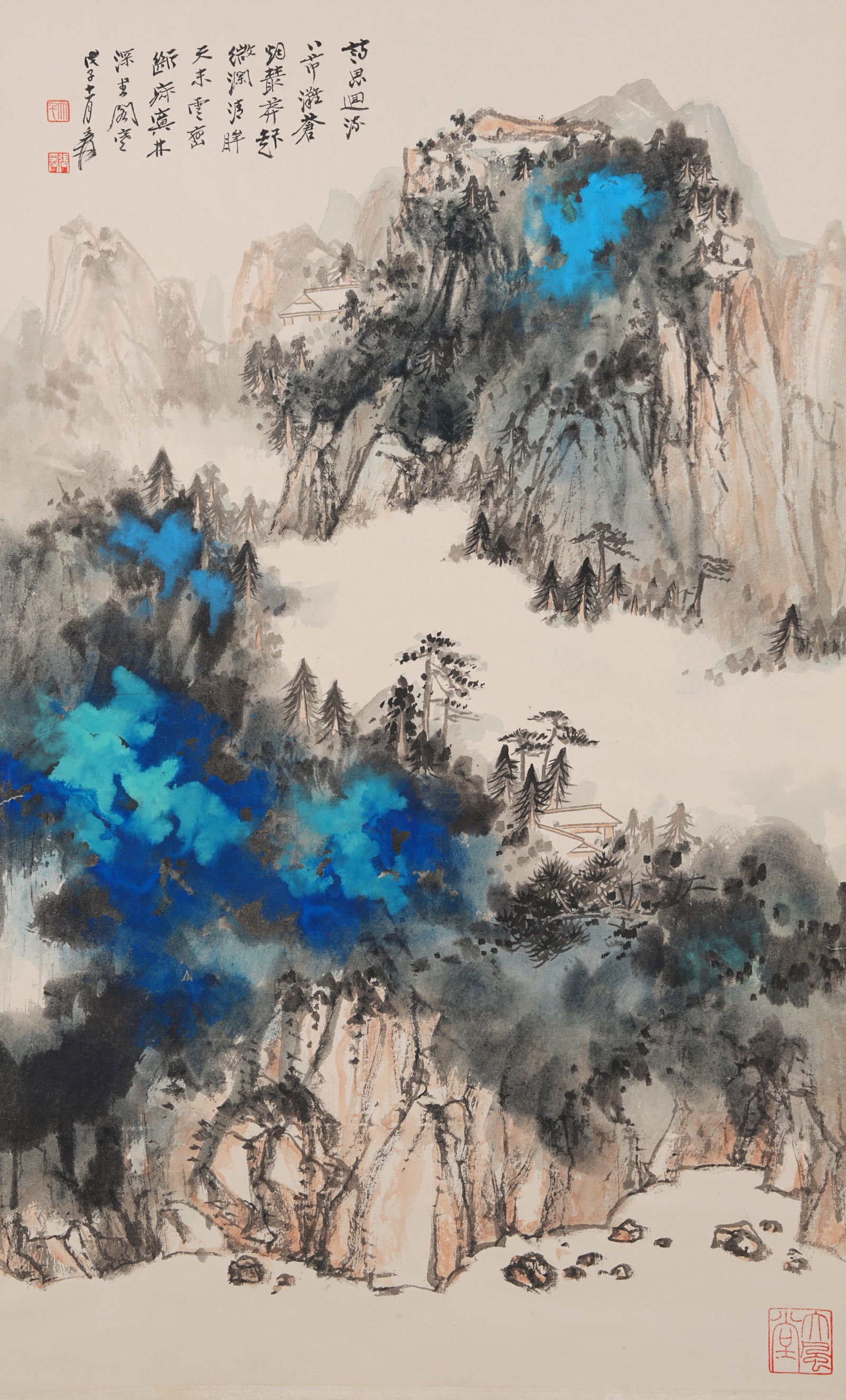 A SPLASHED-COLOR PAINTING ON PAPER BY ZHANG DAQIAN.張大千 (1 of 10)