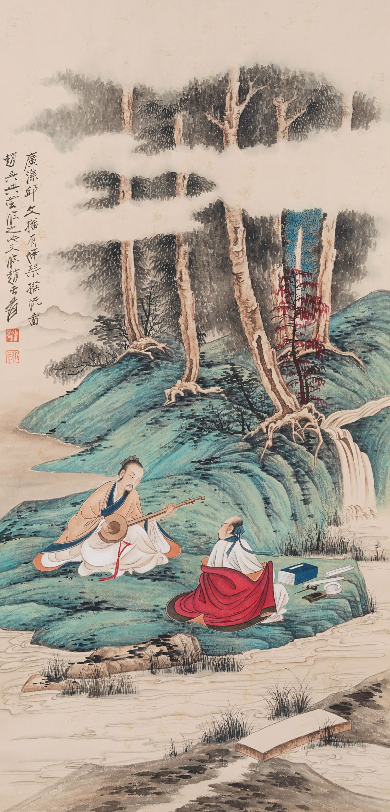 A LANDSCAPE AND FIGURE PAINTING ON PAPER BY ZHANG DAQIAN.張大千 (1 of 8)