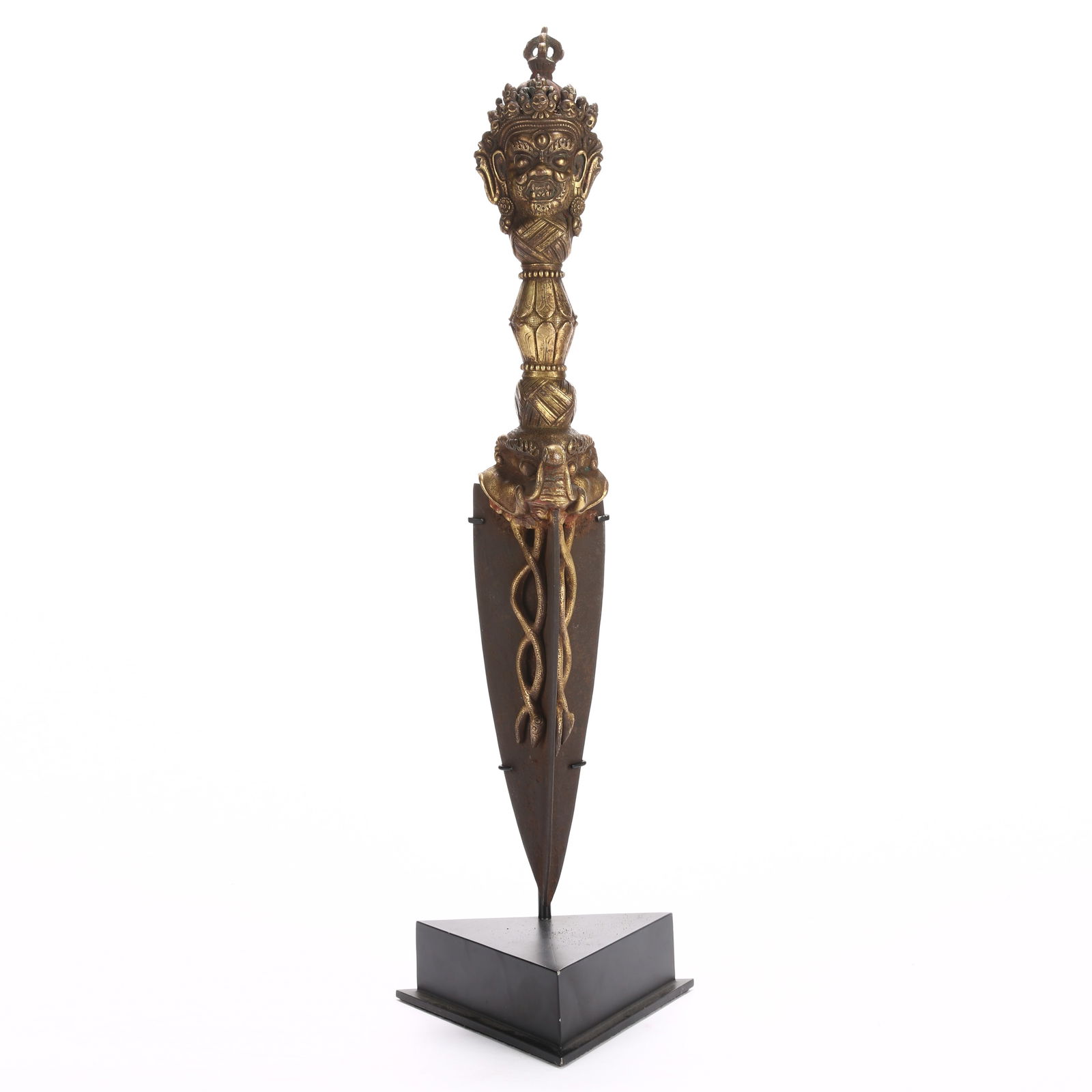 A GILT BRONZE VAJRA CHOPPER RITUAL OBJECT (1 of 8)