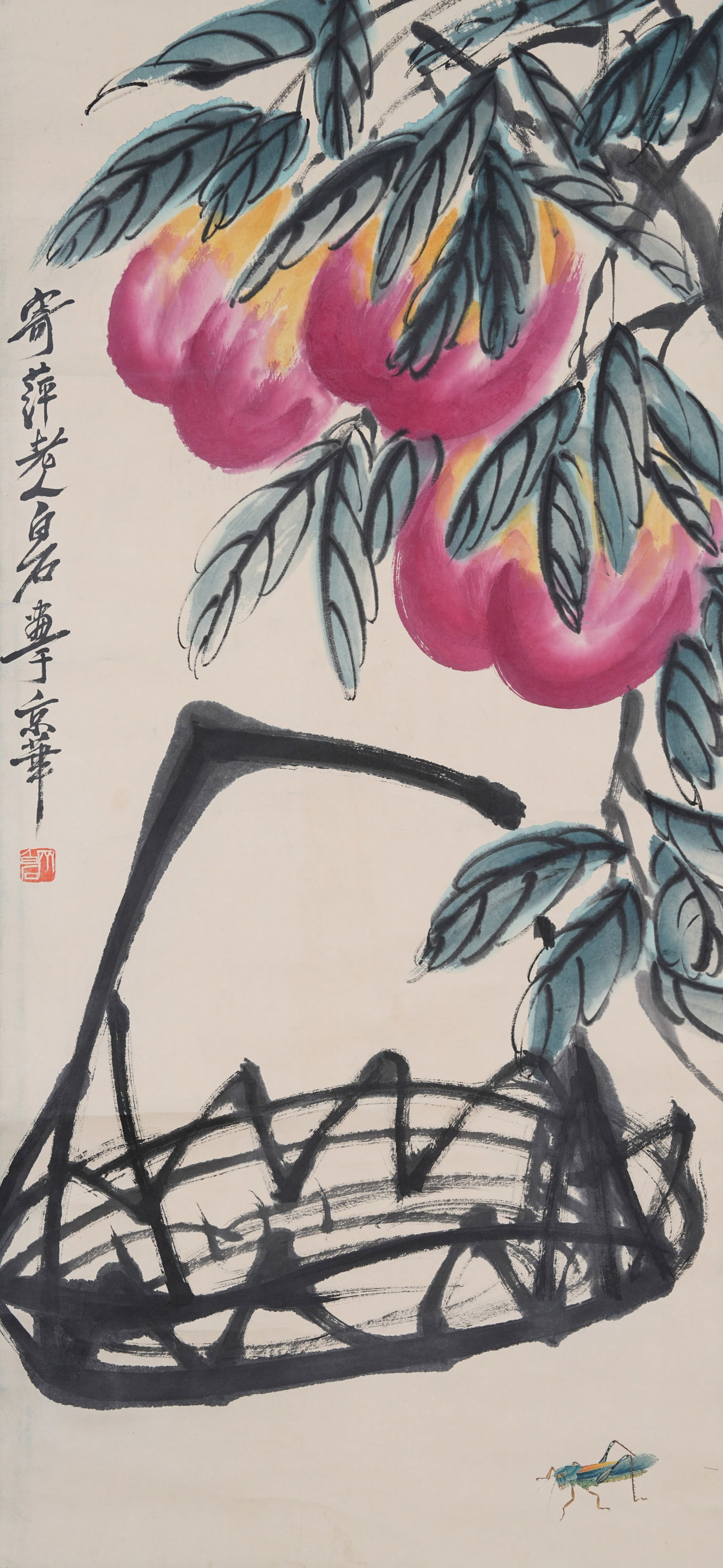 A LONGEVITY PEACHES PAINTING ON PAPER BY QI BAISHI.齊白石 (1 of 10)