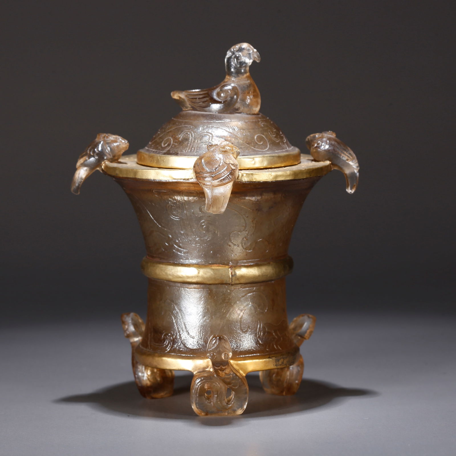 A CRYSTAL CARVED TRIPOD CENSER (1 of 9)