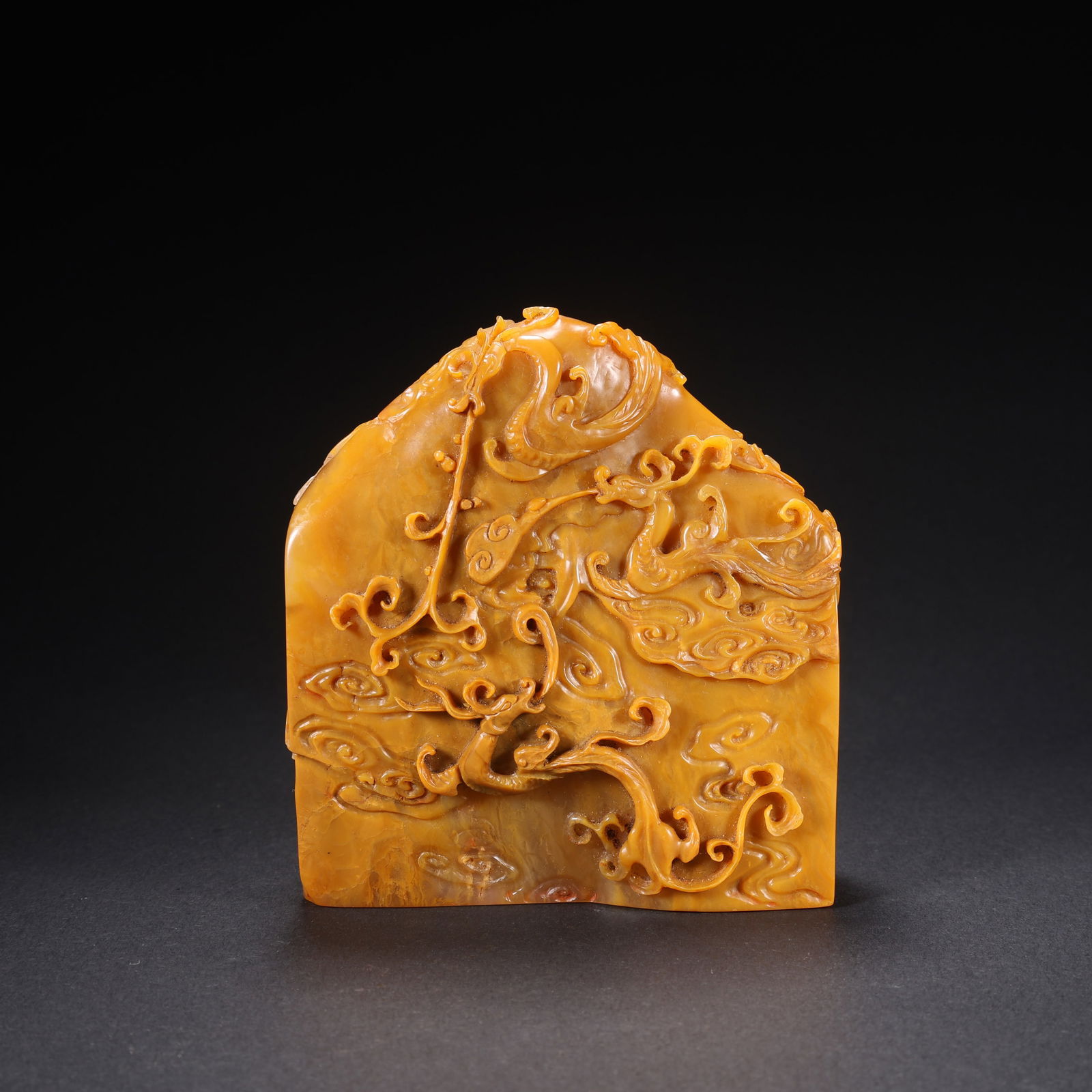 A TIANHUANG STONE SEAL WITH AUSPICIOUS DRAGON MOTIF: Tianhuang Stone Seal with Auspicious Dragon Motif