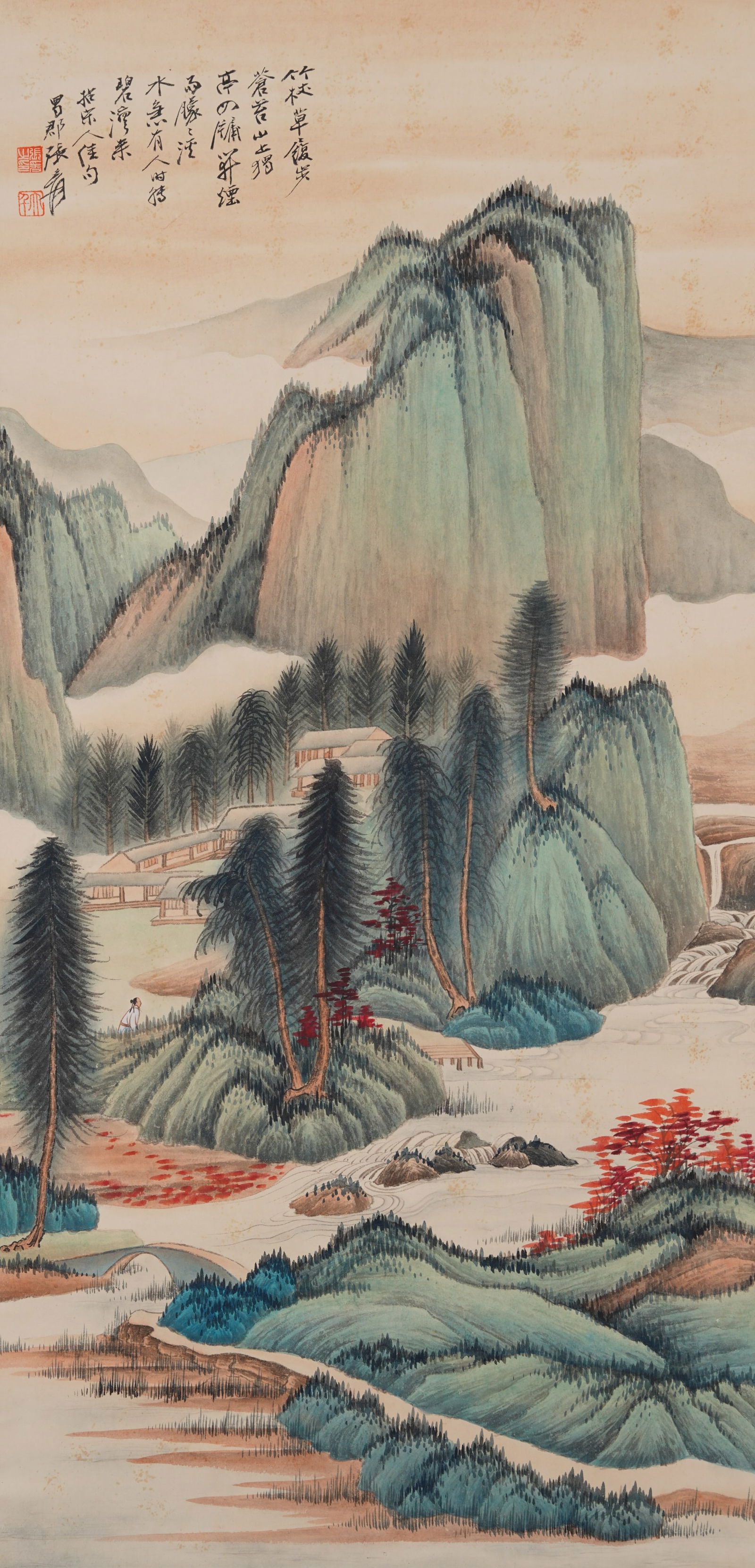 A LANDSCAPE PAINTING ON PAPER BY ZHANG DAQIAN.張大千 (1 of 11)