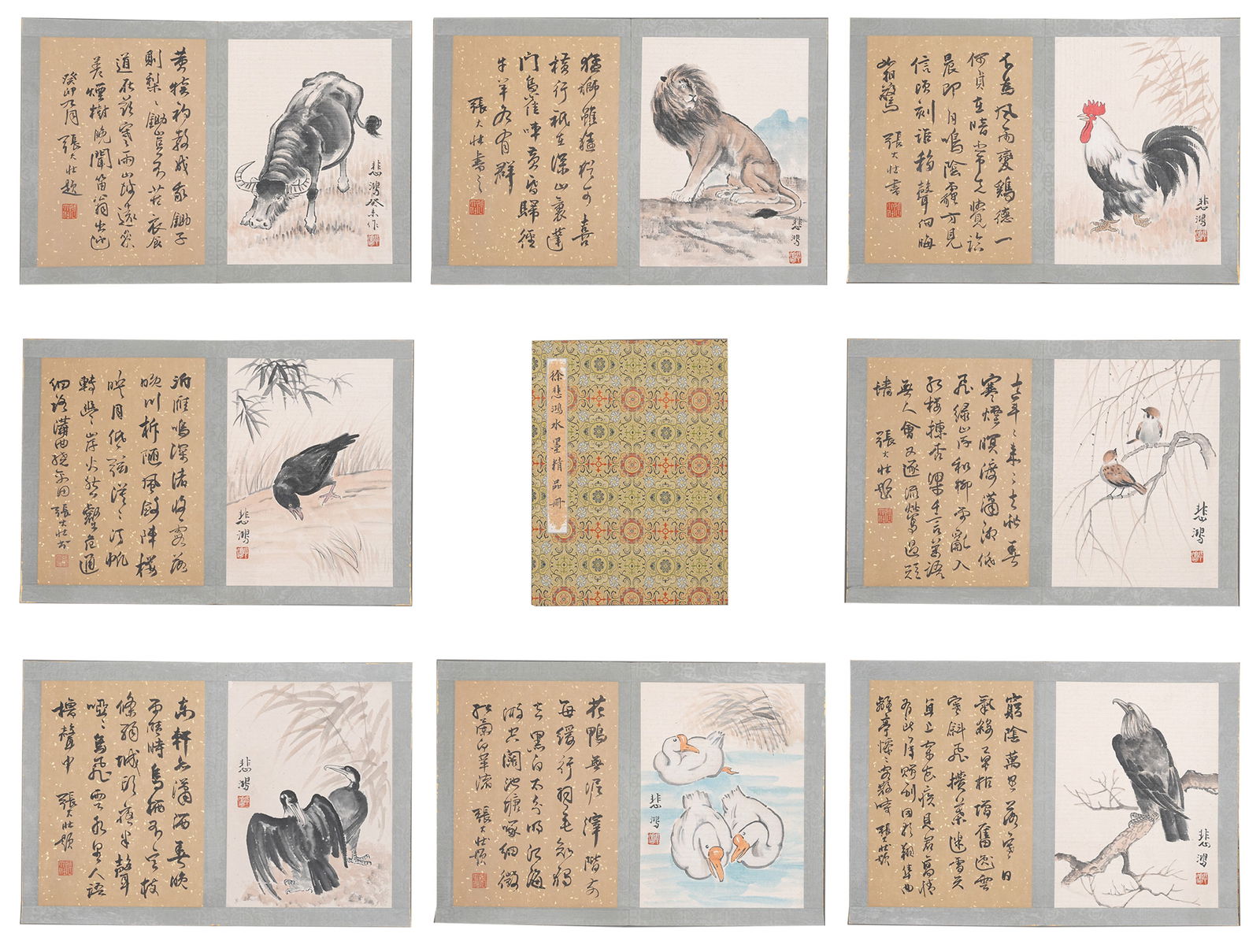 A ALBUM OF INK PAINTINGS ON PAPER BY XU BEIHONG (9 LEAVES).徐悲鴻 (1 of 11)